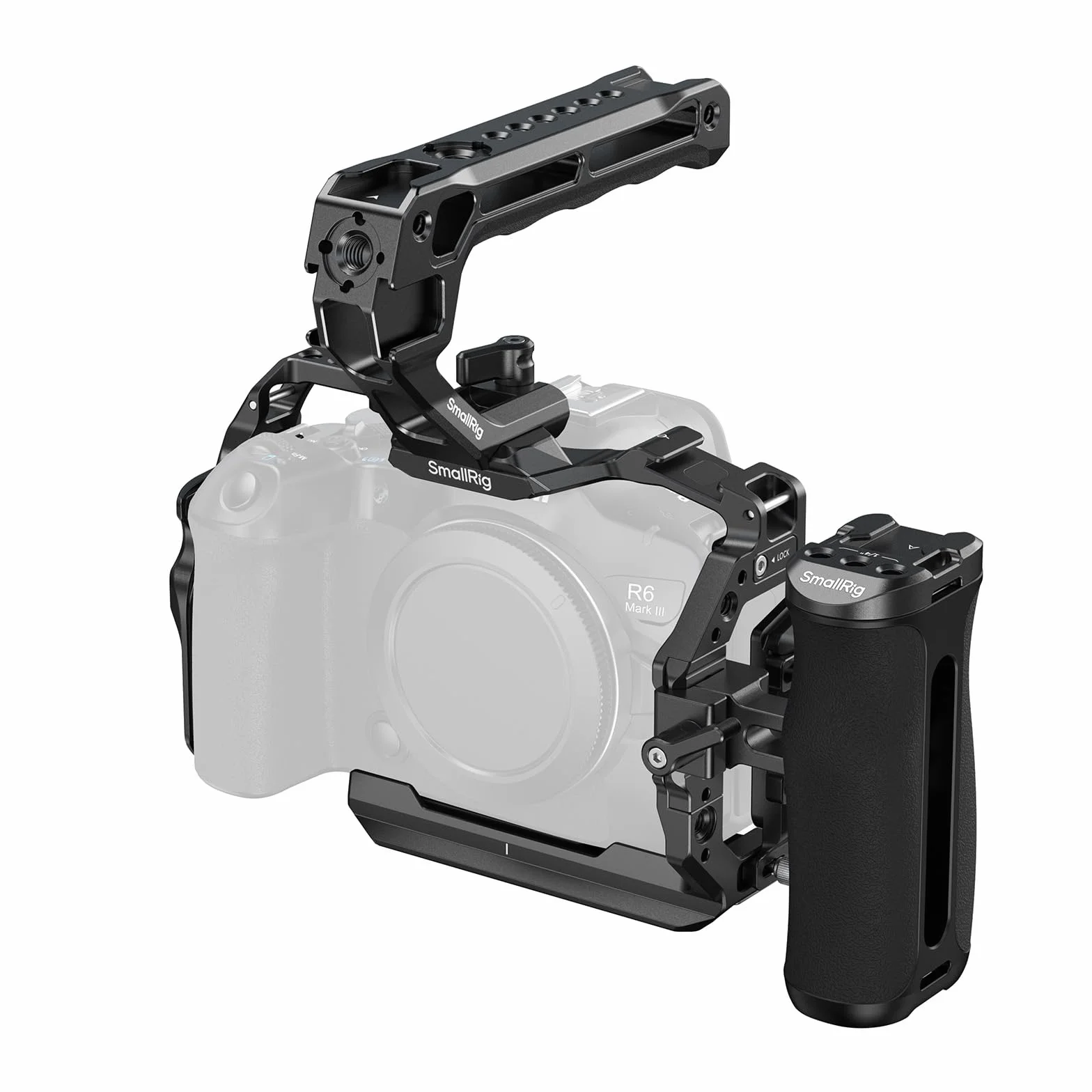 SMALLRIG R6 Mark III zestaw klatki na aparat Canon R6 Mark II z górnym uchwytem, bocznym uchwytem i zaciskiem kablowym, podwójne szyny NATO HawkLock, szybka płytka do Arca, obsługa fotografowania z