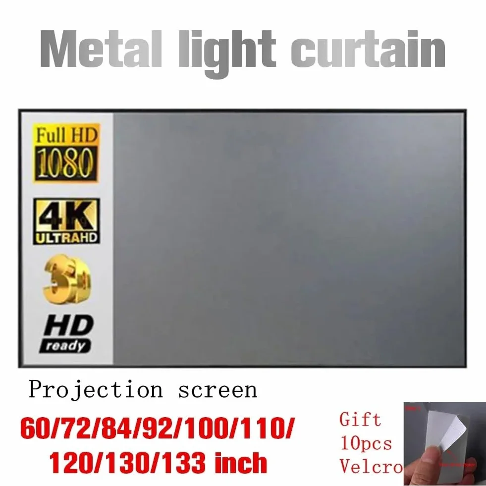 Przenośny Ekran Projektora Tkanina projektora 4k HD Składana tkanina projektora 16/9 Kino domowe Kurtyna ekranowa projekcji anty-światła Ekrany projekcyjne