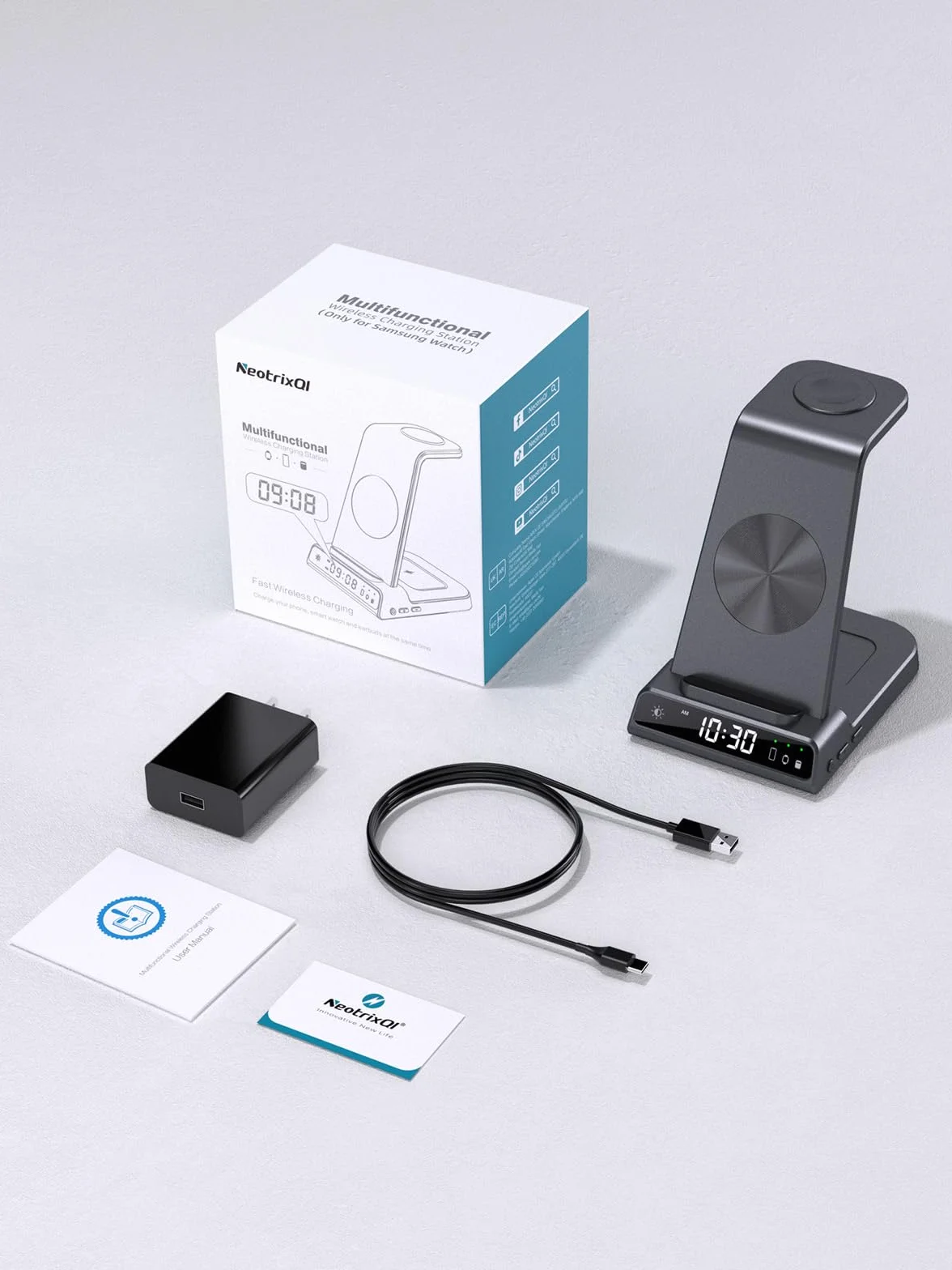 Bezprzewodowa ładowarka do Samsung Galaxy S25 Ultra Watch 7 Ultra, ładowarka Samsung Galaxy Watch 6 5, 3 w 1 stacja ładująca do telefonu z systemem Android do-S24 Z Flip 6 Buds Pro 2 (szary)