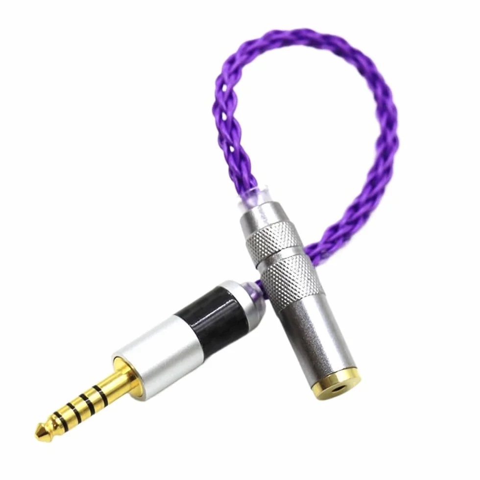 HiFi 4,4 mm zbalansowany adapter do słuchawek kabel audio 4,4 do 2,5 mm męski na żeński fioletowy (1,5 m)
