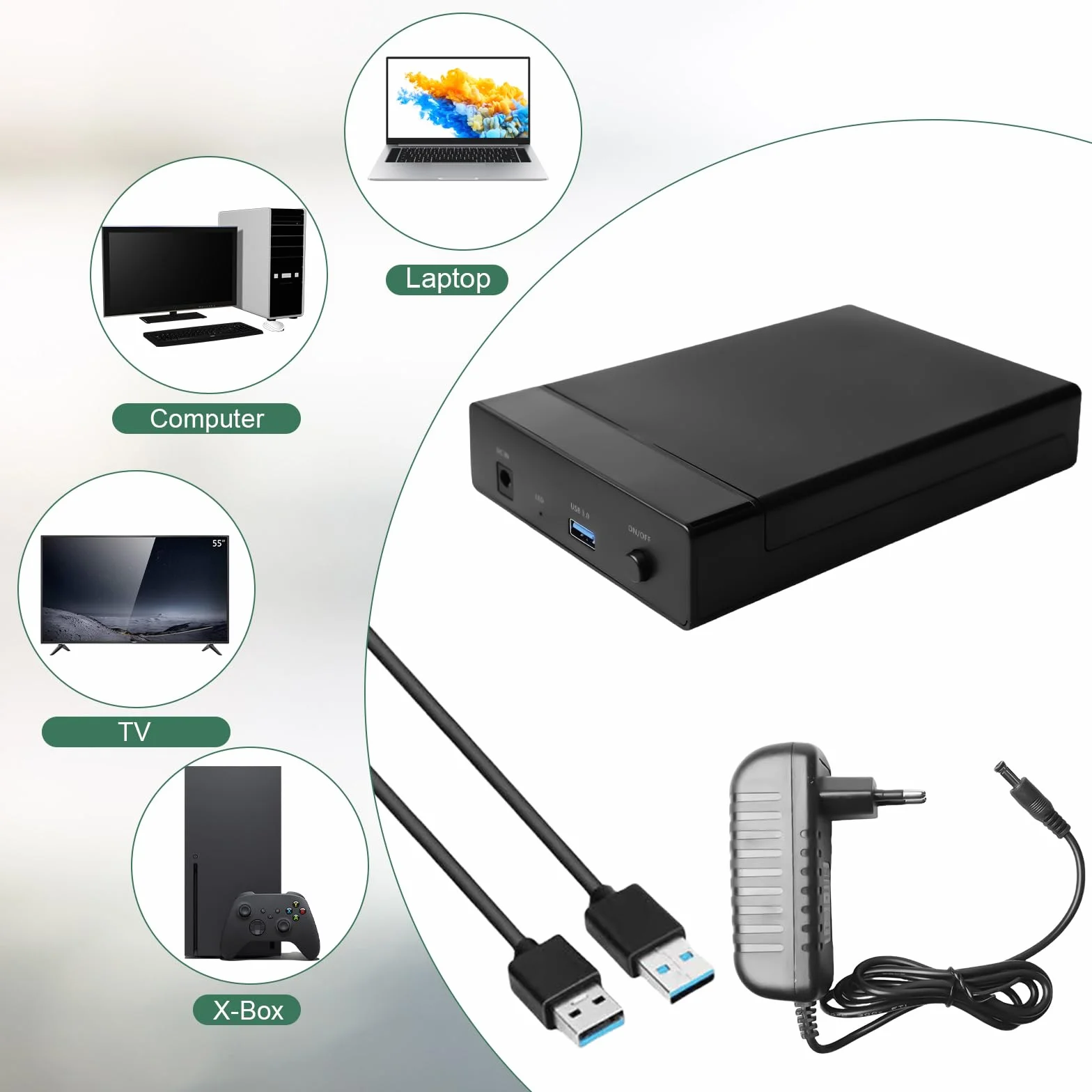 Stacja dokująca do dysków twardych: obudowa dysku twardego, USB3.0 USB-A i USB-C do 2,5 cala SATA HDD i SSD, 5 Gbps adapter do dysków twardych obsługuje UASP