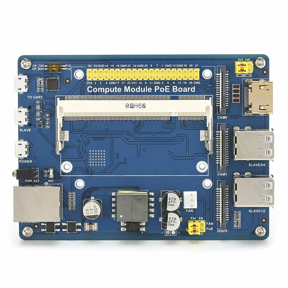 lyrlody Karta rozszerzeń dla PCB Moduł rozszerzeń POE z 4 Portami USB 10 100M Ethernet DSI 2 CSI USB na UART dla CM3 3Lite 3 do Debugowania Projektów z Kamer Wyświetlających (Karta rozszerzenia