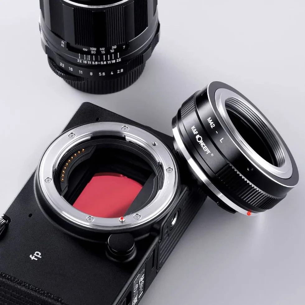 K&F CONCEPT Adapter do montażu M42 na L, adapter ręcznego ustawiania ostrości, kompatybilny z obiektywem M42 na korpus aparatu z mocowaniem L