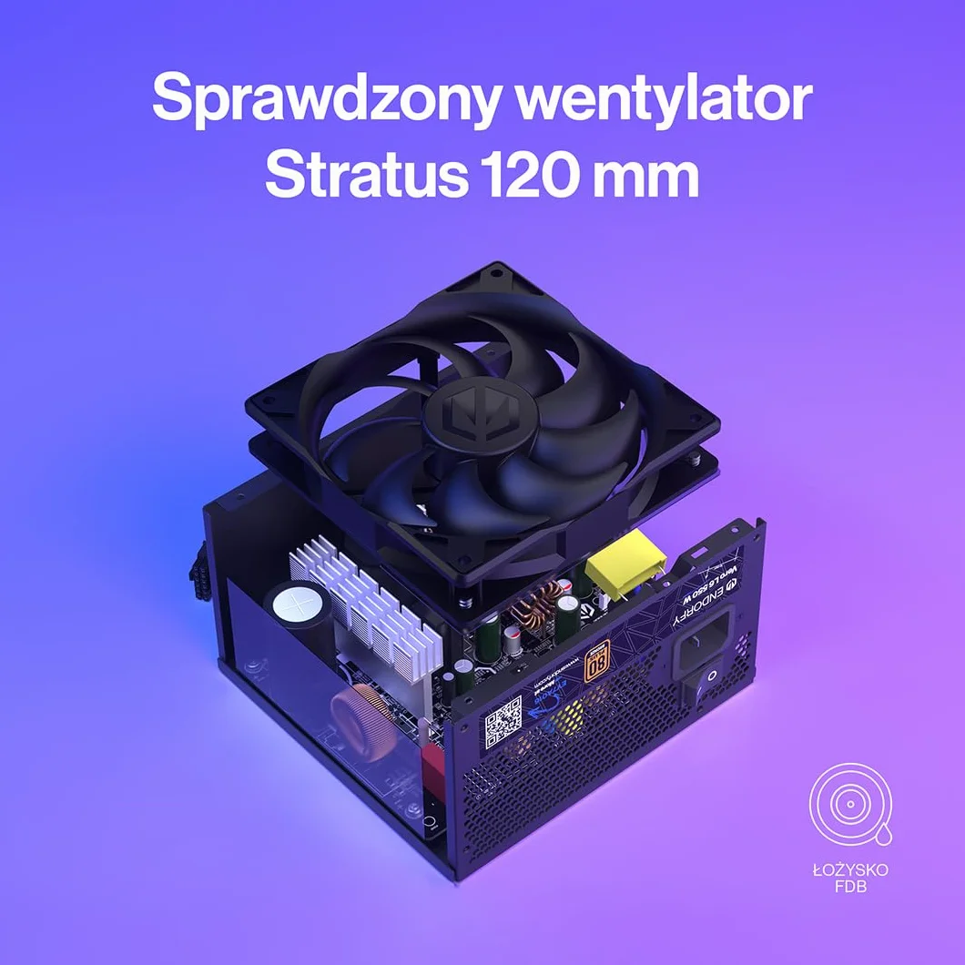 ENDORFY Vero L6 550W ATX 3.1 zasilacz 80 PLUS Bronze, Cybenetics Silver, PCIe 5.1, 12V 2x6, Stratus 120 mm, PSU do PC Gaming, 550 W