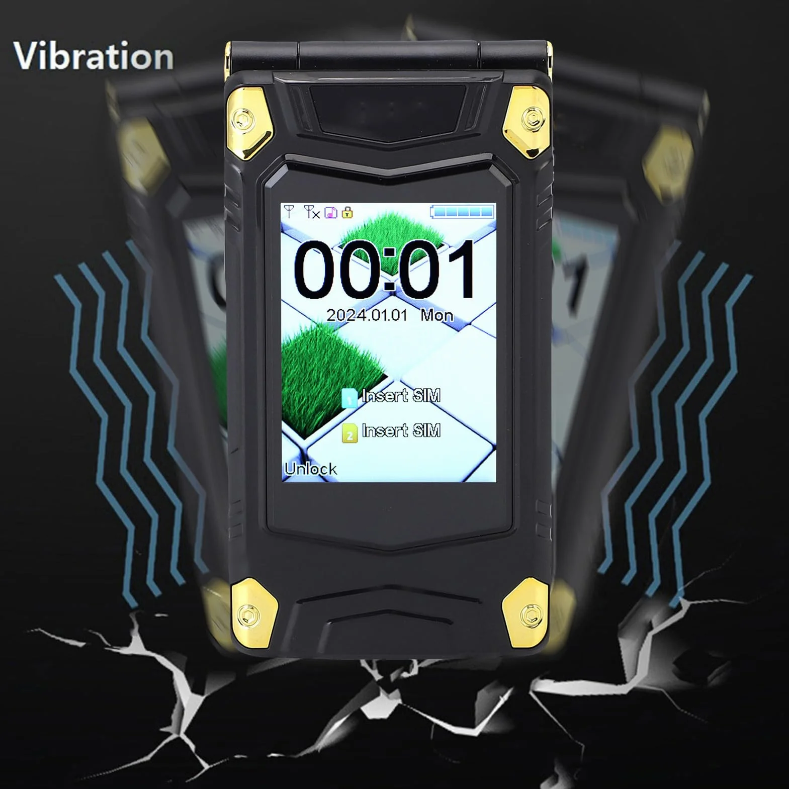 Bewinner Dual Ecran Flip Telefon z Aparatem, Dużymi Czcionkami, Systemem Transmisji Głosowej, Numery Rodzinne, Bateria 4800 MAh, GSM 850/900/1800/1900 MHz, Dual SIM Dual Standby, Obsługa (BLACK)