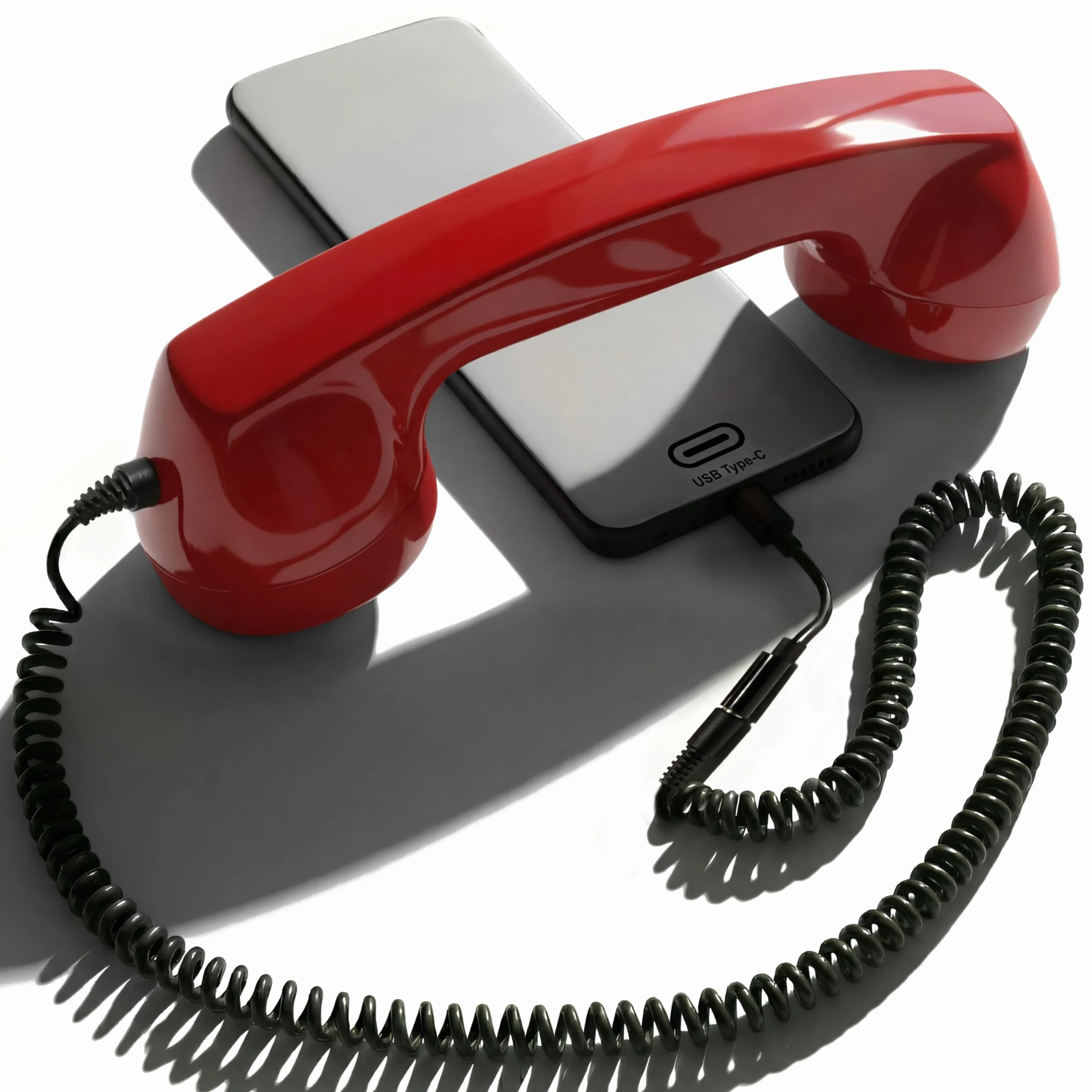 Opis 60s micro - Retro słuchawka do telefonów komórkowych dla smartfonów, tabletów, notebooków i telefonów komórkowych z systemem Android, w kształcie klasycznej słuchawki telefonicznej (czerwony)