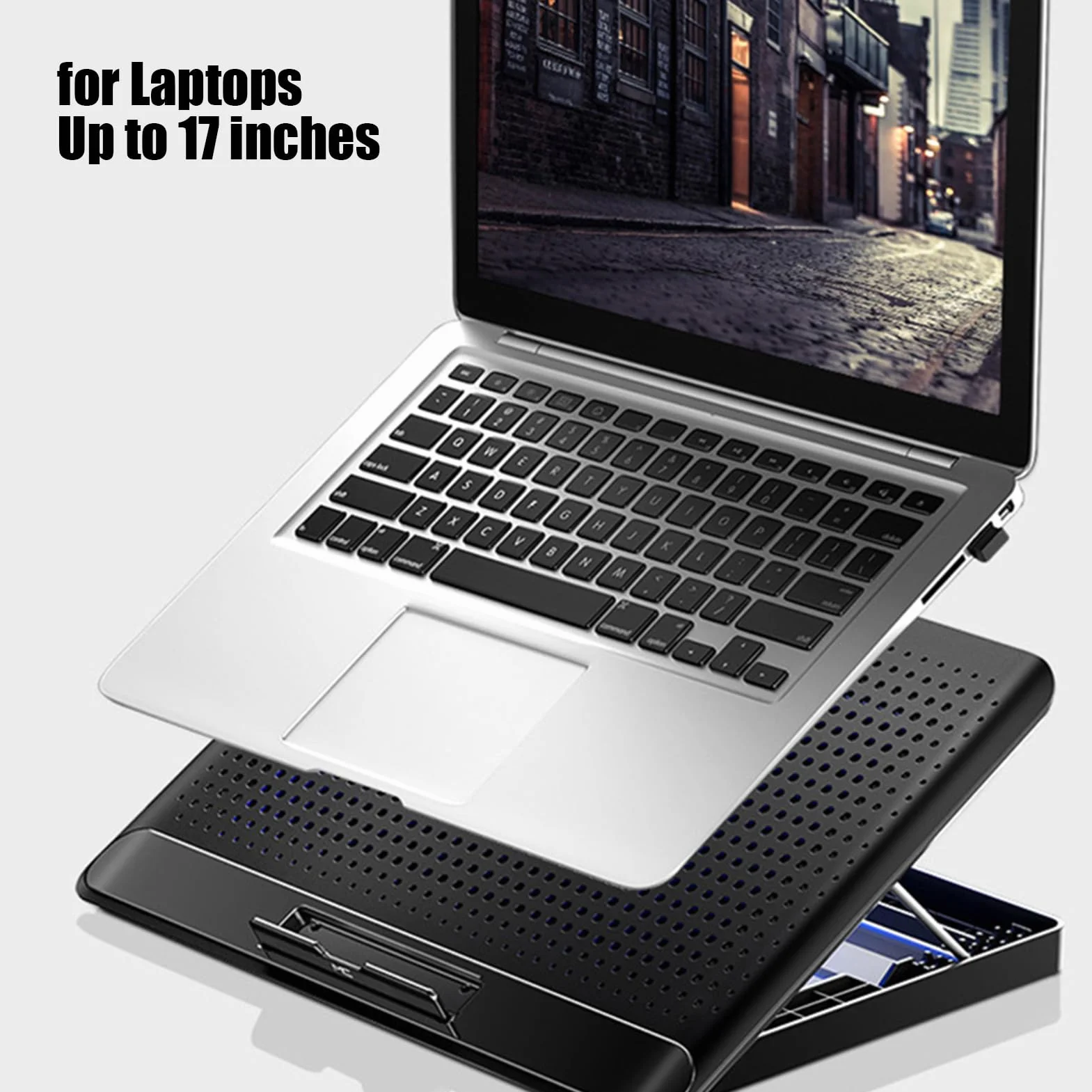 Wentylator do Laptopa Regulowana Cicha Baza Do Chłodzenia | Cichy Wentylator Chłodzący Aluminiowy Do Laptopa I Komputera do Biurka, Klawiatury, Tabletu, Domu, Miejsca Pracy, Akademika
