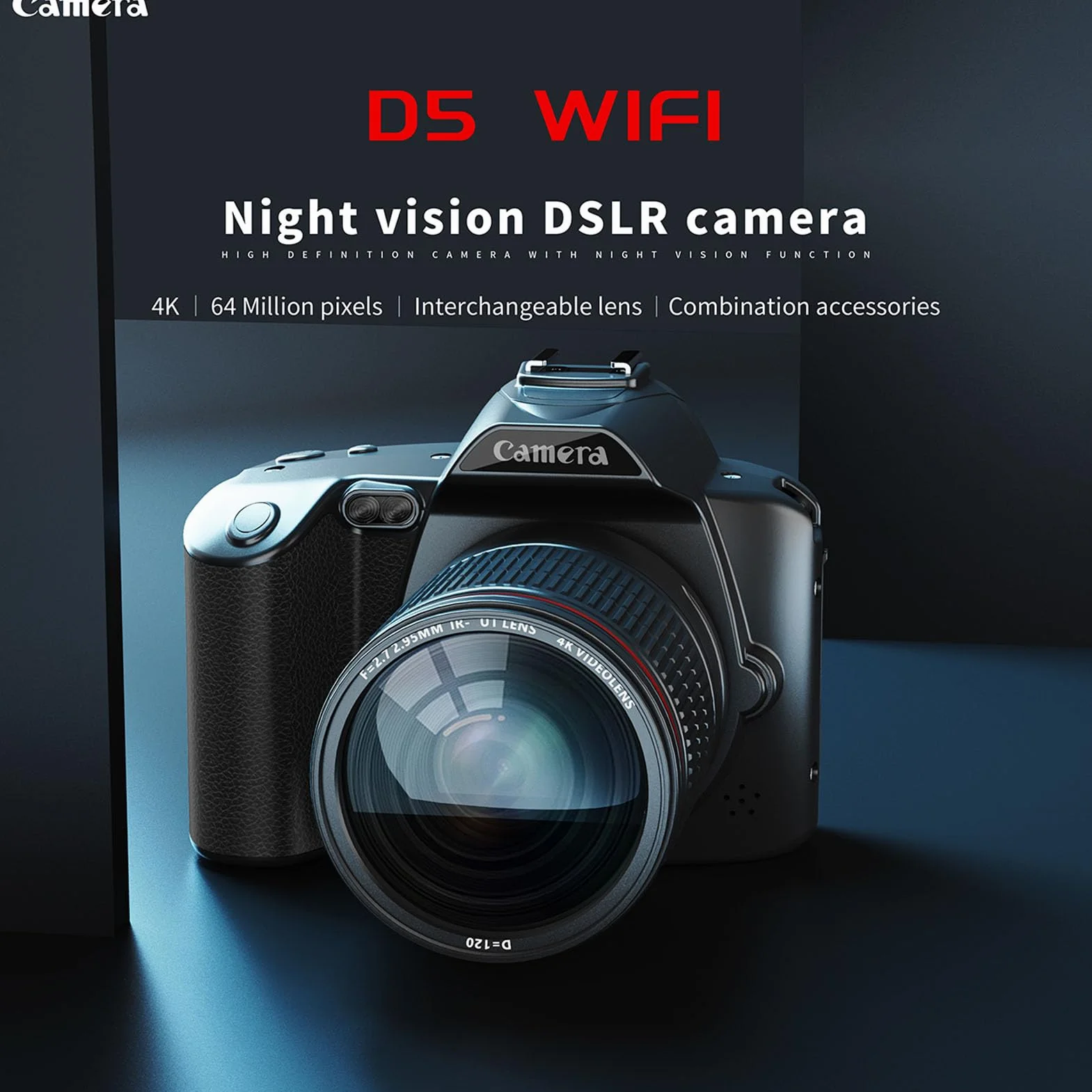 Cyfrowy Aparat Fotograficzny, Kamera do Vlogowania 4K 64MP na YouTube z Wi-Fi, 3-calowy Aparat do Selfie z Tyłu i Przodu, 16-krotny Zoom Cyfrowy, Obiektyw Makro 62 Mm, 4000 MAh