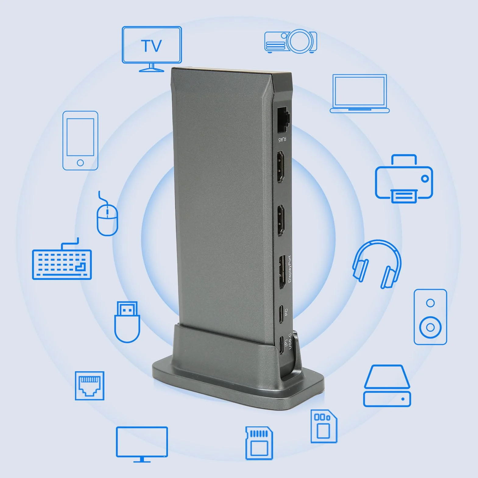 Stacja Dokująca USB C 13 w 1, Szybkie ładowanie, Potrójny Adapter do Monitora dla MacBooka i Laptopów z Systemem ABS