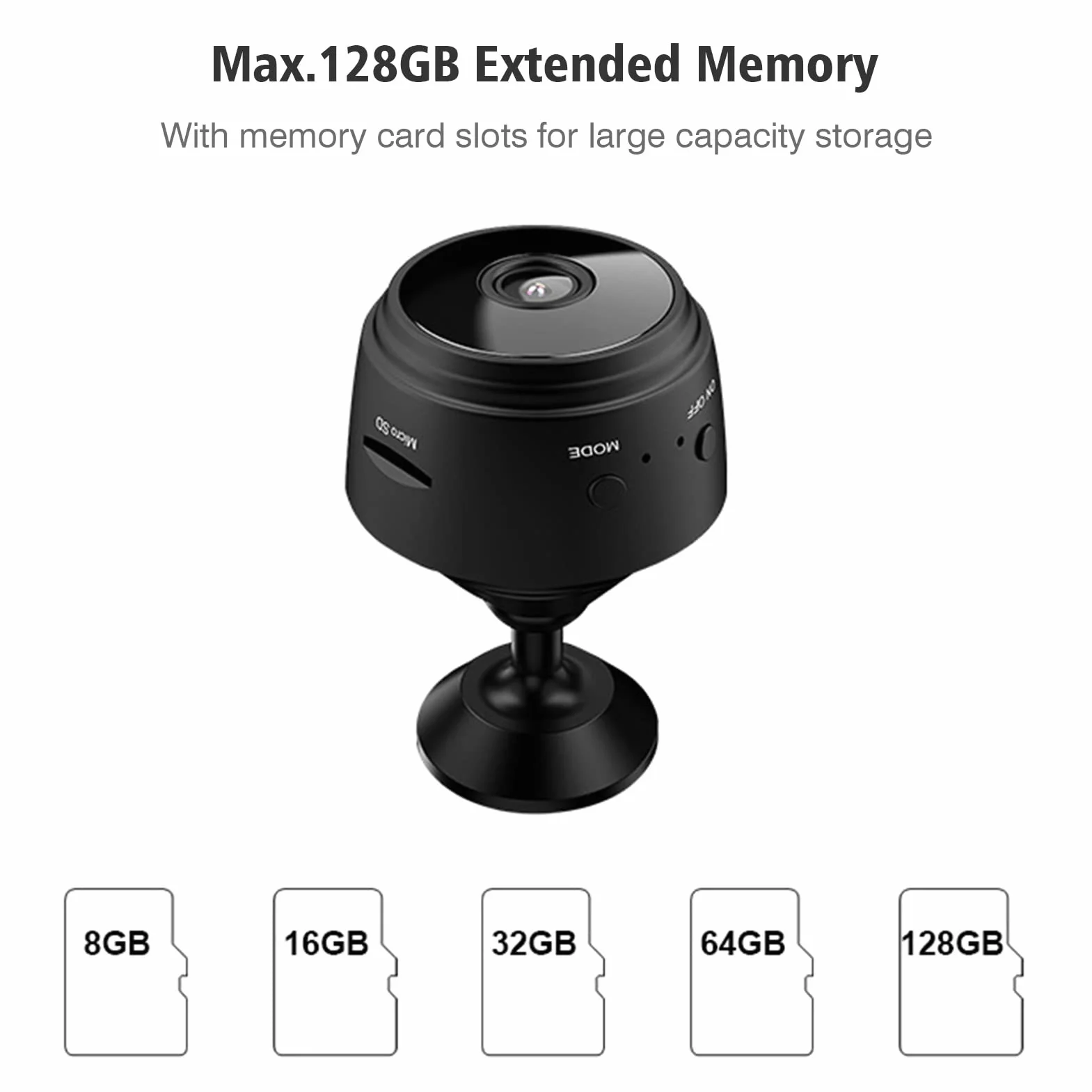 Mini kamera wideo 1080P WiFi, kamera wideo szerokokątna 150°, IR widoczność w nocy, wykrywanie ruchu, 128 GB pamięć rozszerzenia, 240 mAh bateria do monitorowania niemowląt, zwierząt, dom