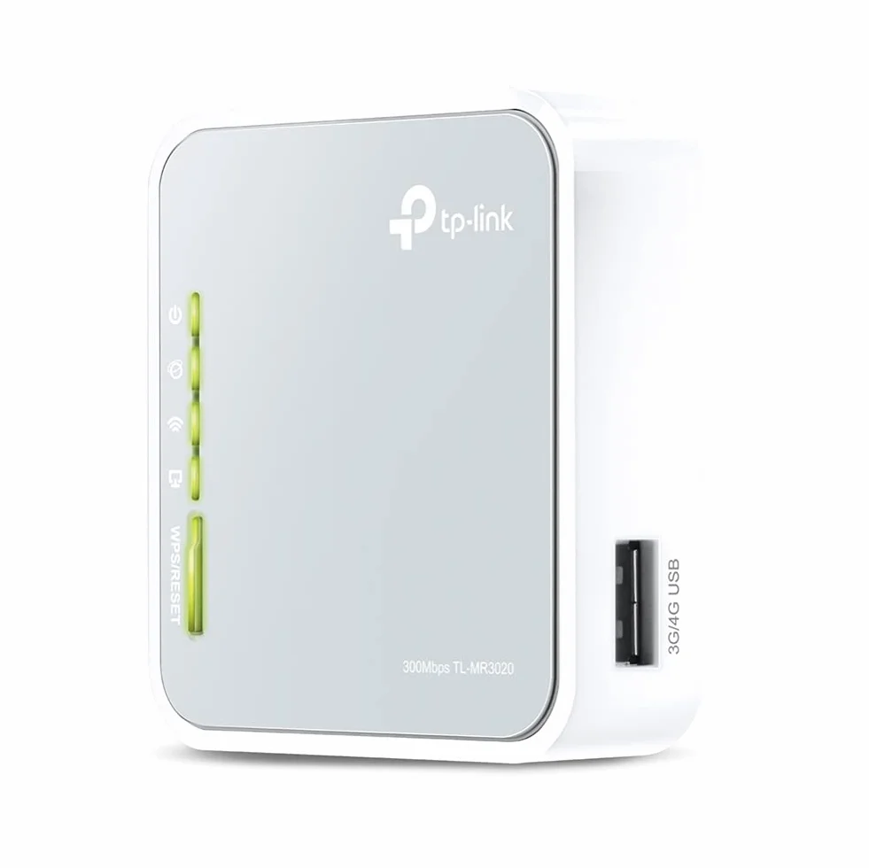 TP-Link TL-MR3020 | Przenośny router 3G/4G Wi-Fi N150 | Tryby 3G/4G, WISP, AP | Zasilanie USB | Kompaktowy design | Kompatybilny z modemami USB Select ATT/Verizon/Sprint/T-Mobile