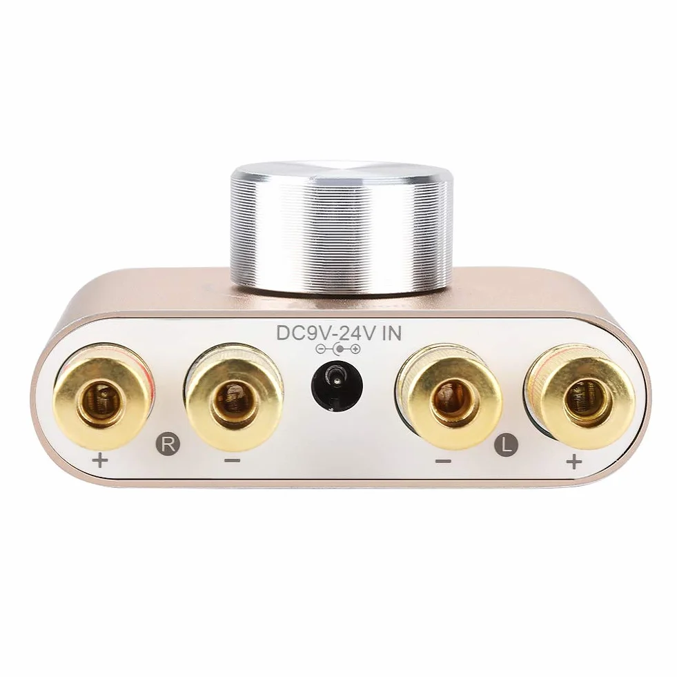 Socobeta Mini wzmacniacz mocy, Bluetooth, stereo, Hi-Fi, 100 W, z zasilaczem sieciowym, złoty