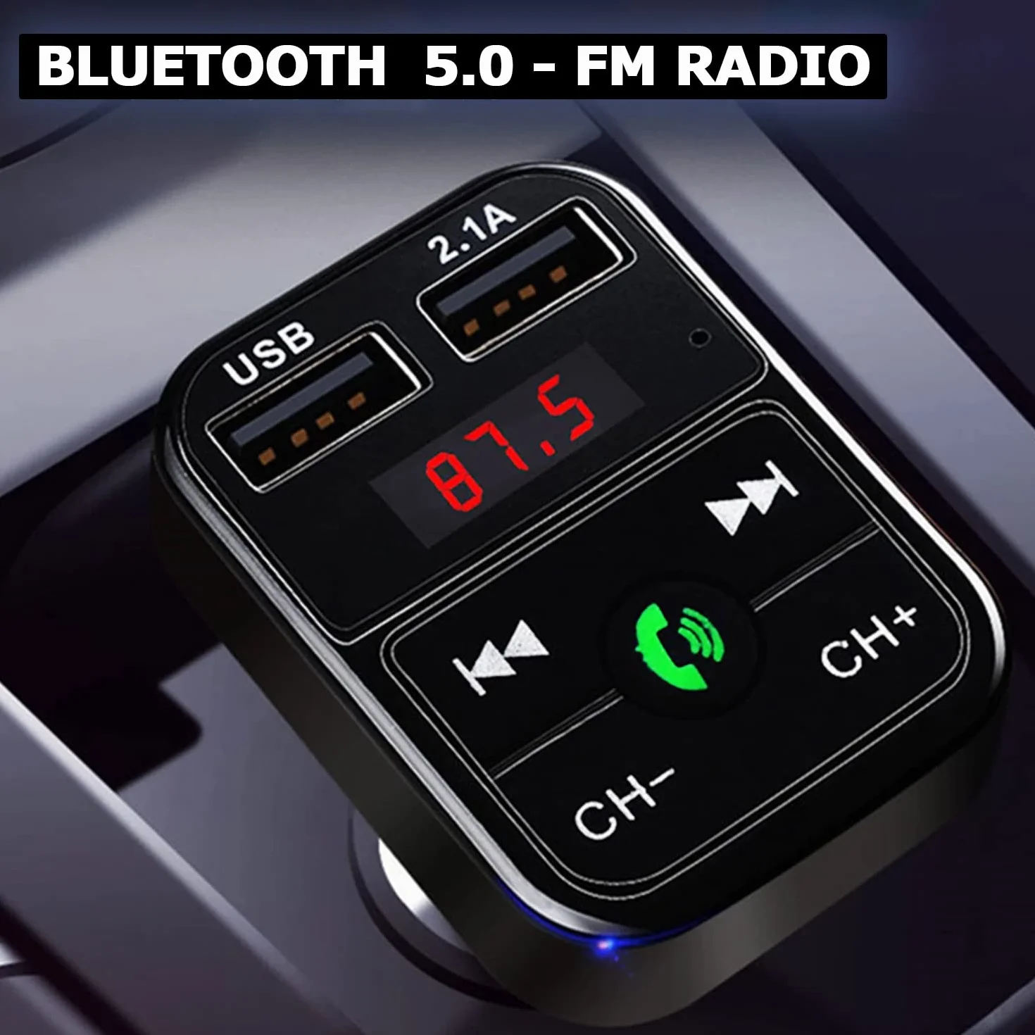 NK Bluetooth FM Transmitter Car Truck 12/24V zestaw głośnomówiący Bluetooth V5.0 EDR odbiornik FM adapter radiowy USB szybkie ładowanie 2.1A