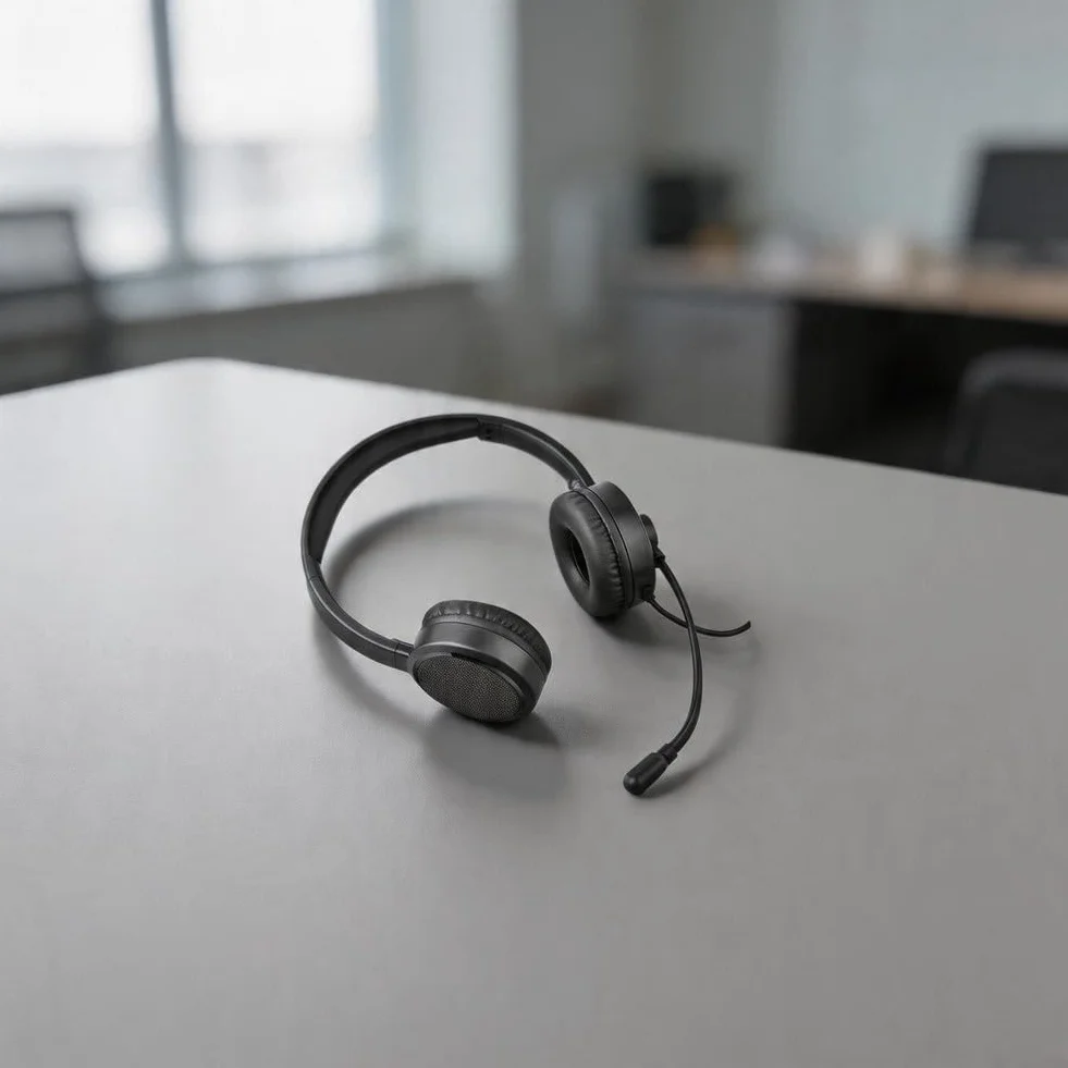 Słuchawki USB z mikrofonem z redukcją dźwięku do komputera i laptopa - kabel 2M czarny dźwięk