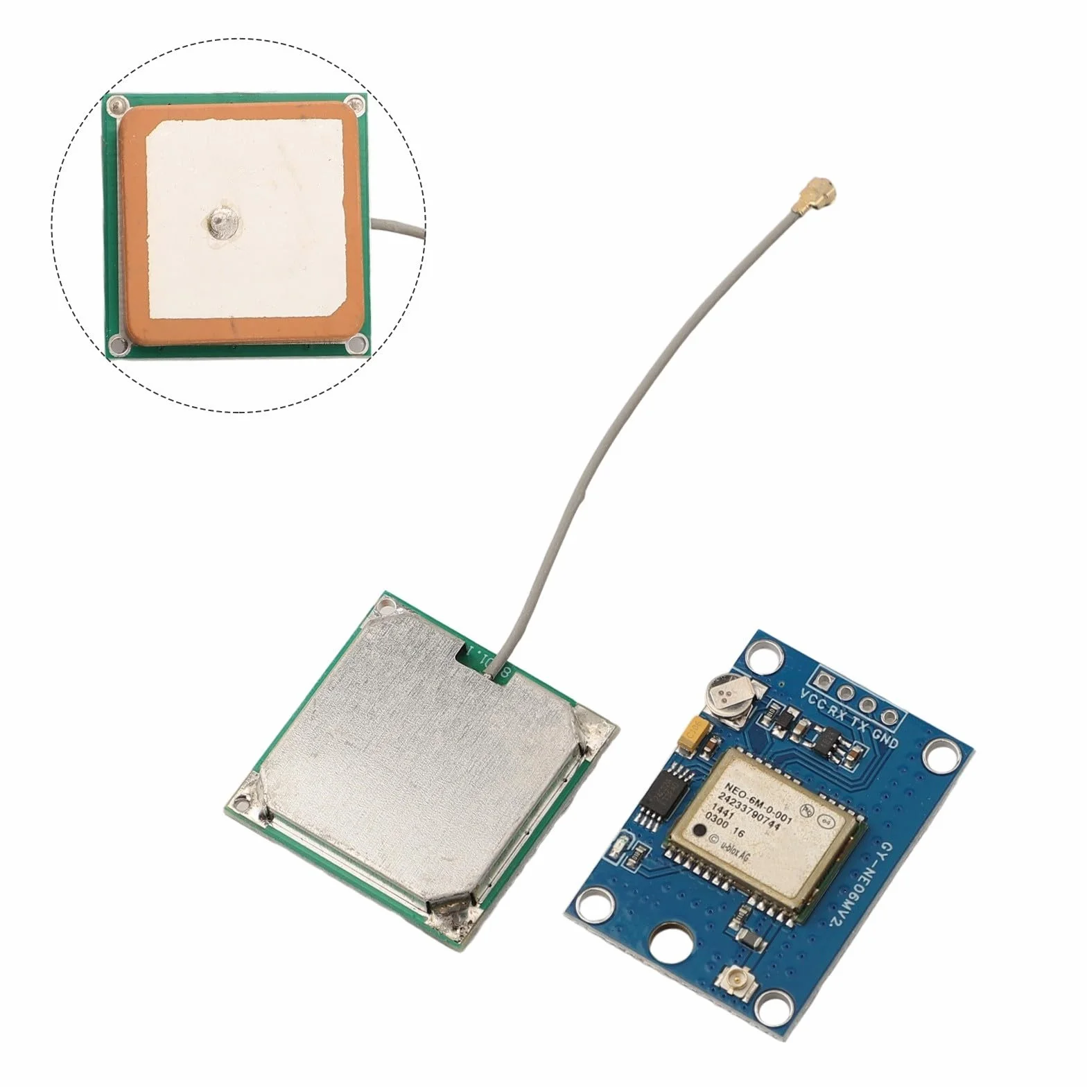 Moduł sterowania lotem, do Arduino, moduł GPS, NEO-6M 3V-5V, zasilacz z anteną, łatwy w instalacji, z baterią zapasową danych, wskaźnik sygnału LED