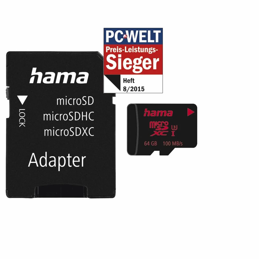 Hama microSDXC 64GB UHS Speed Class 3 UHS-I 80 MB/s + adapter/mobilny