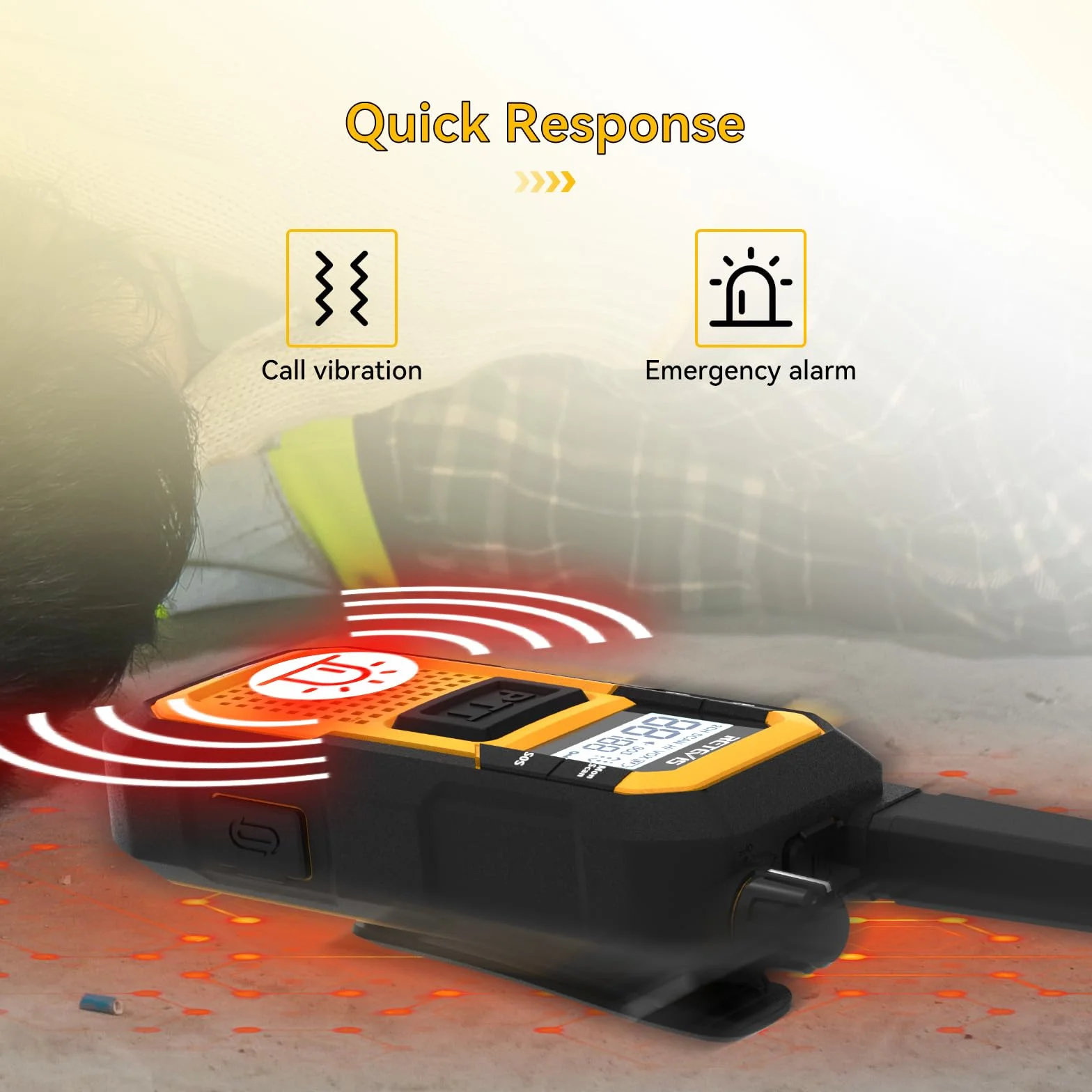 Retevis RB648 Walkie Talkie, IP67 Wodoodporne Radio Z 6-DrożNą łAdowarką, 2000mAh, Podwójny PTT, Wibracja VOX, Wytrzymałe Walkie Talkie dla Dorosłych, Miejsca Pracy, Przemysłowe (6 Szt., Żółty)