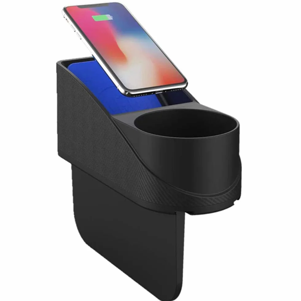 Bezprzewodowa ładowarka samochodowa z uchwytem na kubek na wodę Qi szybkie ładowanie uchwyt samochodowy uchwyt na telefon kompatybilny z iPhone 11/11 Pro/11 Pro Max/XS Max/XS/XR/X/SE/8P/8,