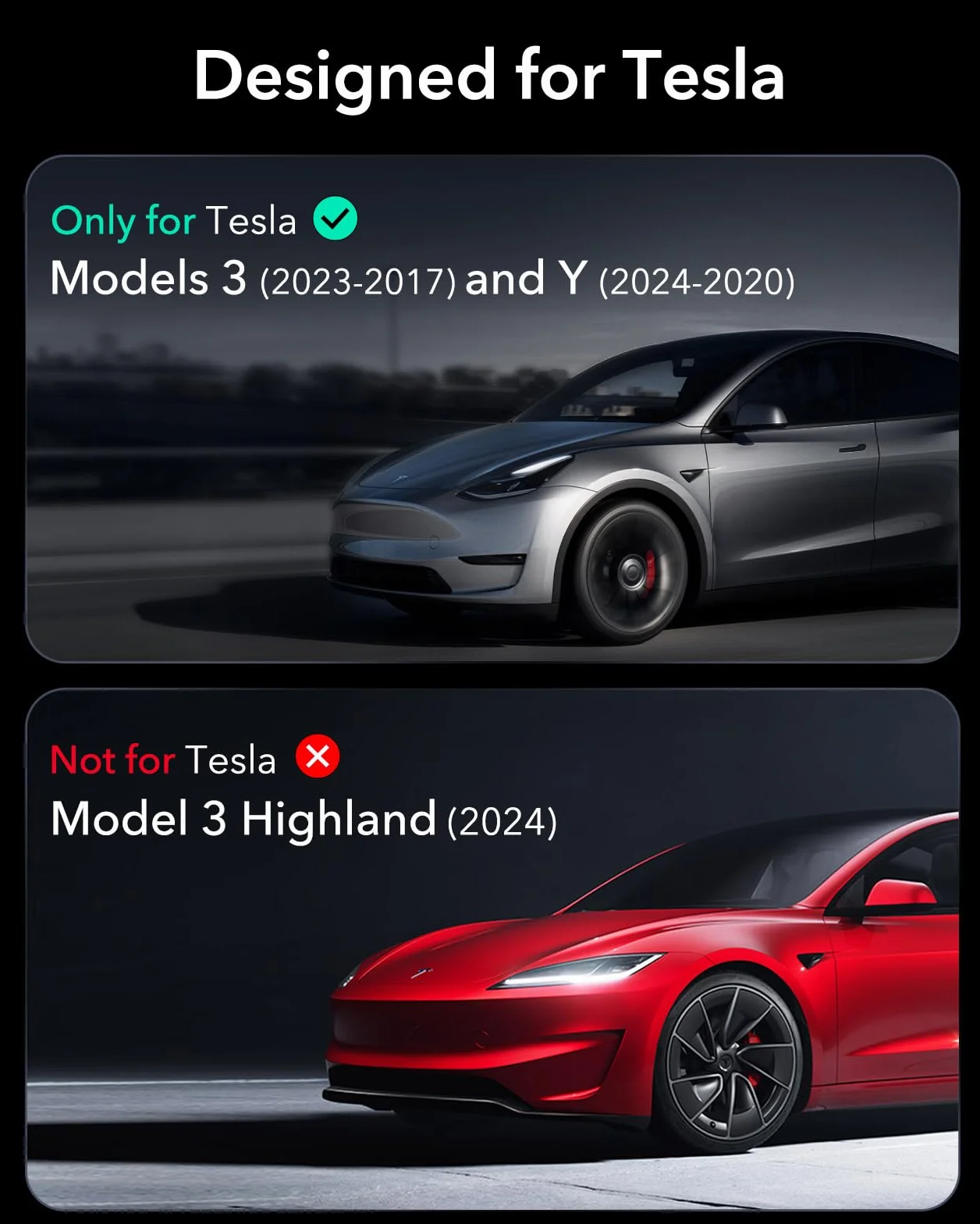 ESR Ochraniacz ekranu ze szkła hartowanego do modelu Tesla 3/Y, zestaw wyrównujący z osłoną ekranu, odporna na zarysowania i wstrząsy, akcesoria Tesla Model 3/Y 2023, bez pęcherzyków powietrza i