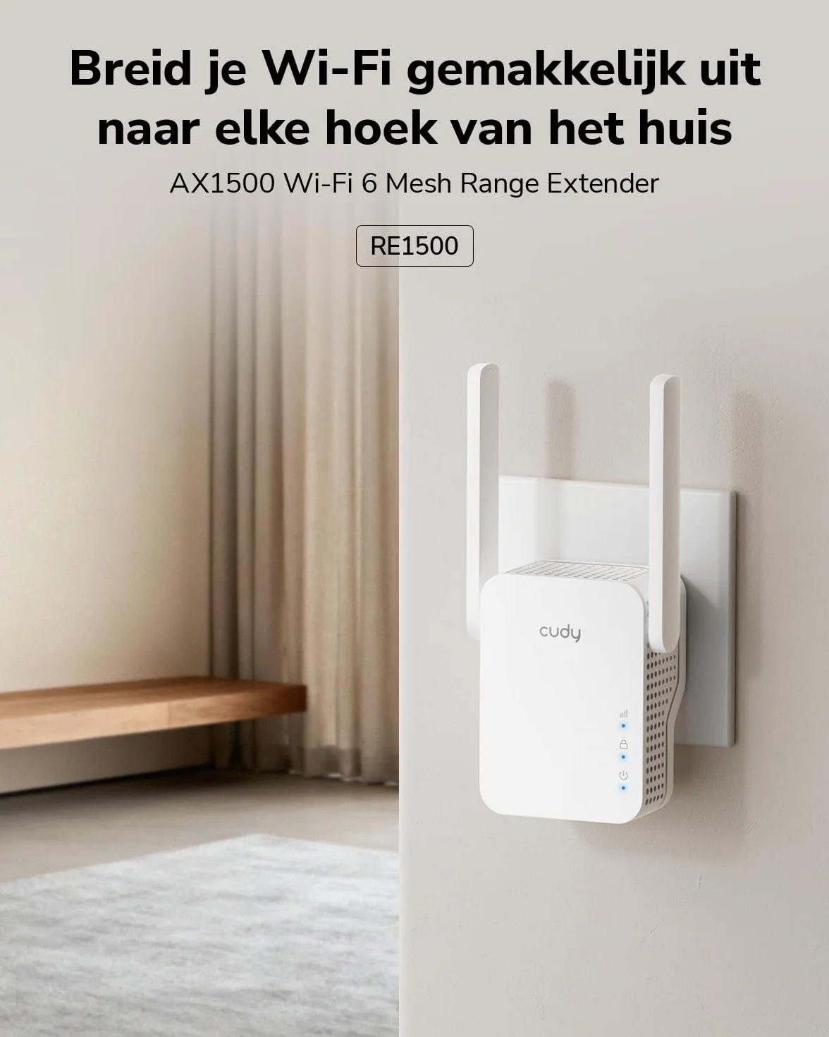 Cudy RE1500 AX1500 WiFi 6 Range Extender dwuzakresowy 2,4G 5G bezprzewodowy wzmacniacz z obsługą siatki przycisk WPS 10/100 Mb/s port Ethernet działa z każdym routerem