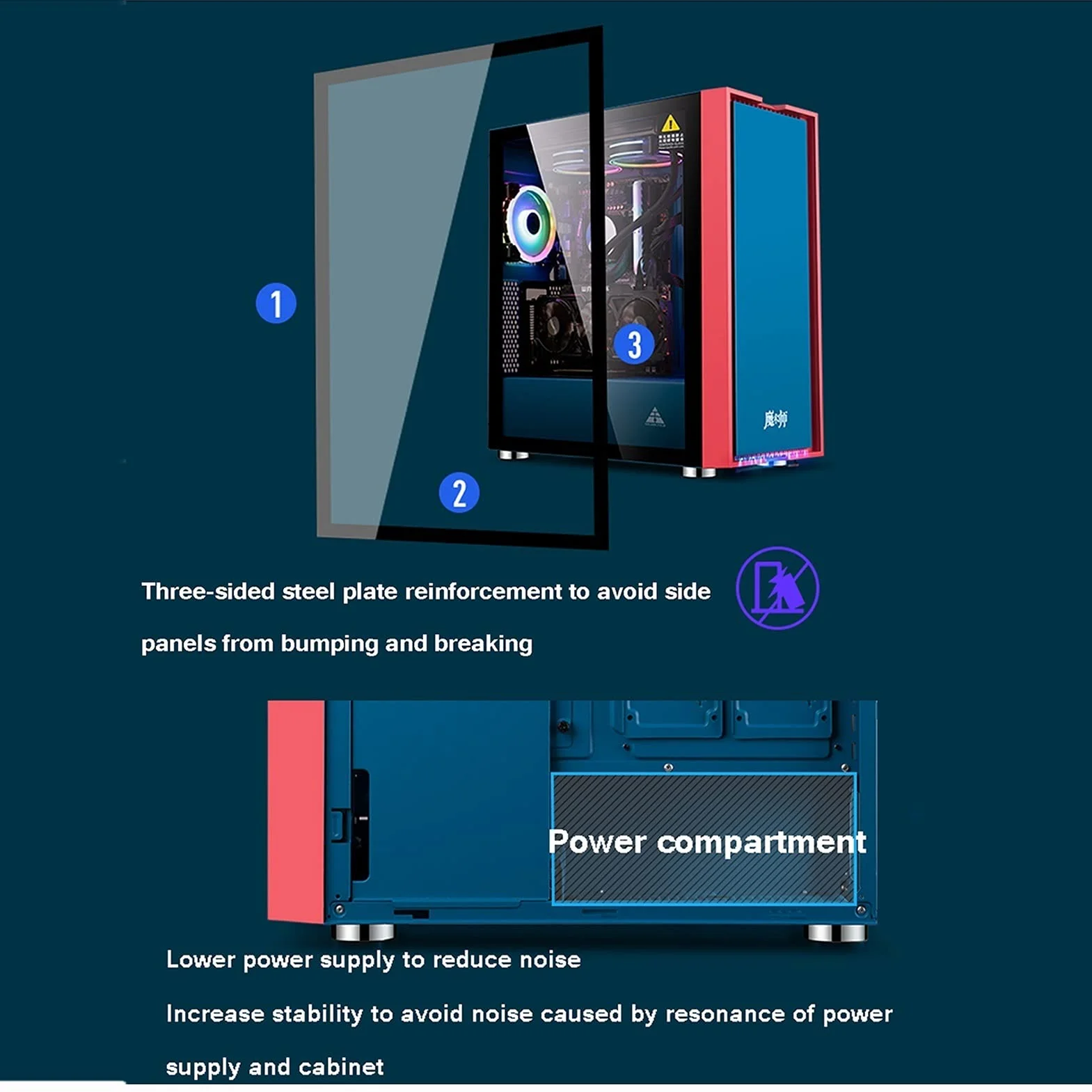 Komputerowa Obudowa, Mid-Tower ATX/M-ATX/ITX Case Gaming PC, W Pełni Przezroczysty Panel Boczny, 8 Pozycji Wentylatora, Chłodzenie Pomocy Technicznej