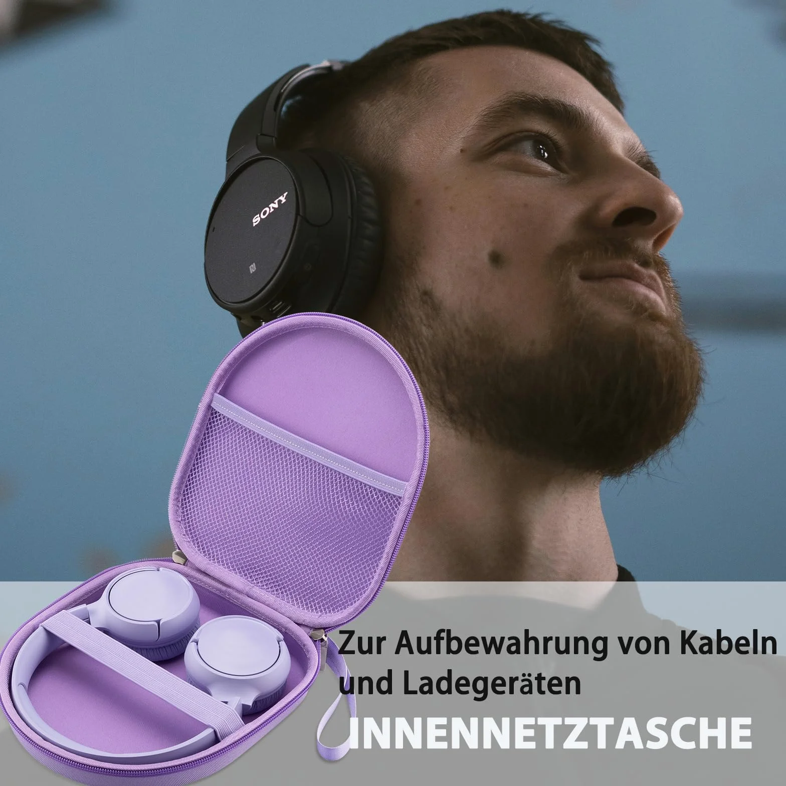 Etui kompatybilne z JBL Tune 510BT 520BT 500 720 BT 770 NC 760 NC, Sony WH-CH520 WH-CH720N, Noise Cancelling Wireless Headset (fioletowe)
