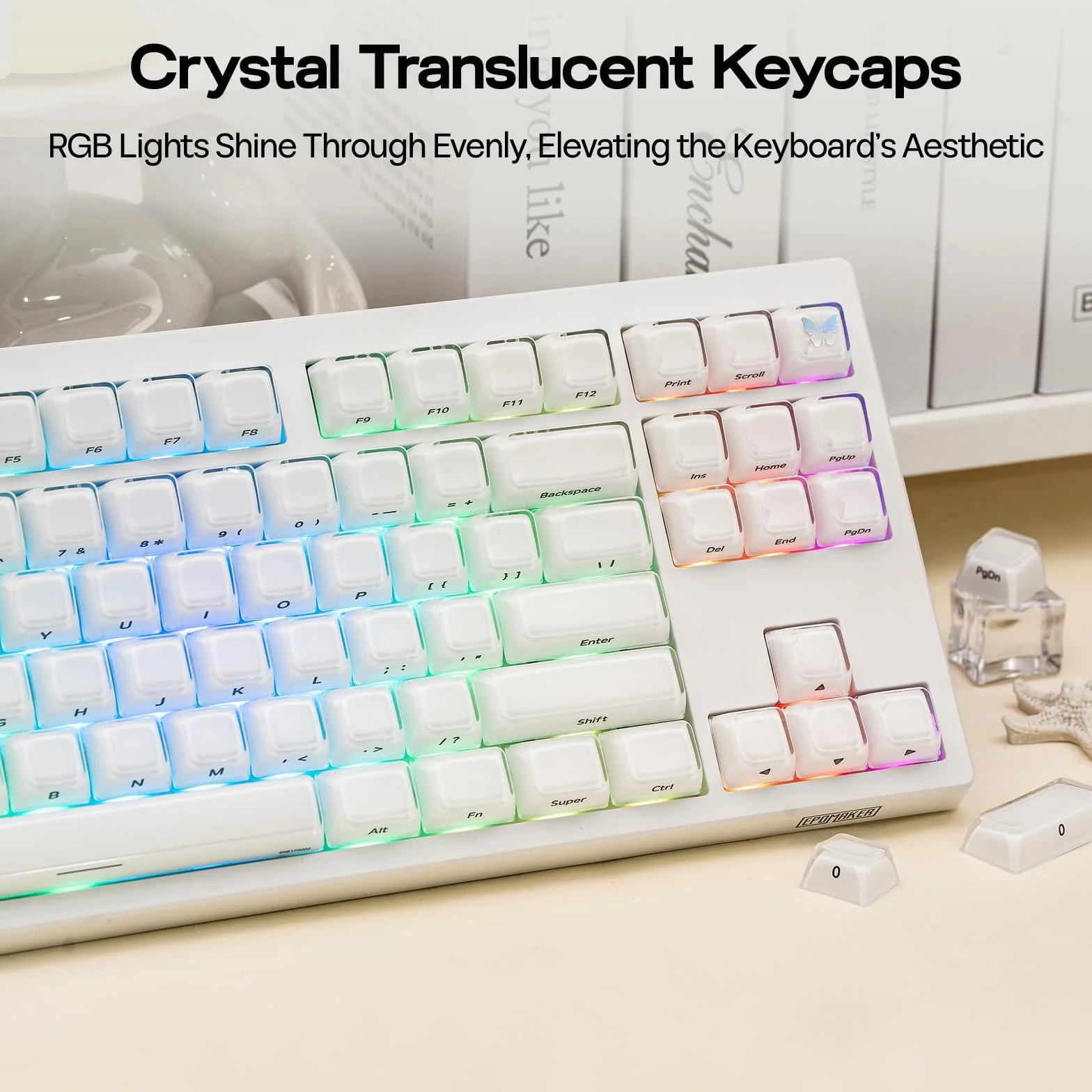 EPOMAKER Lusterfly Jelly zestaw nasadek na klawisze, 123 klawisze, podwójny strzał grawerowany laserowo, profil MDA, ABS + PC, niebłyszczące, kompatybilne z klawiaturą mechaniczną 61/68/84/87/98/100