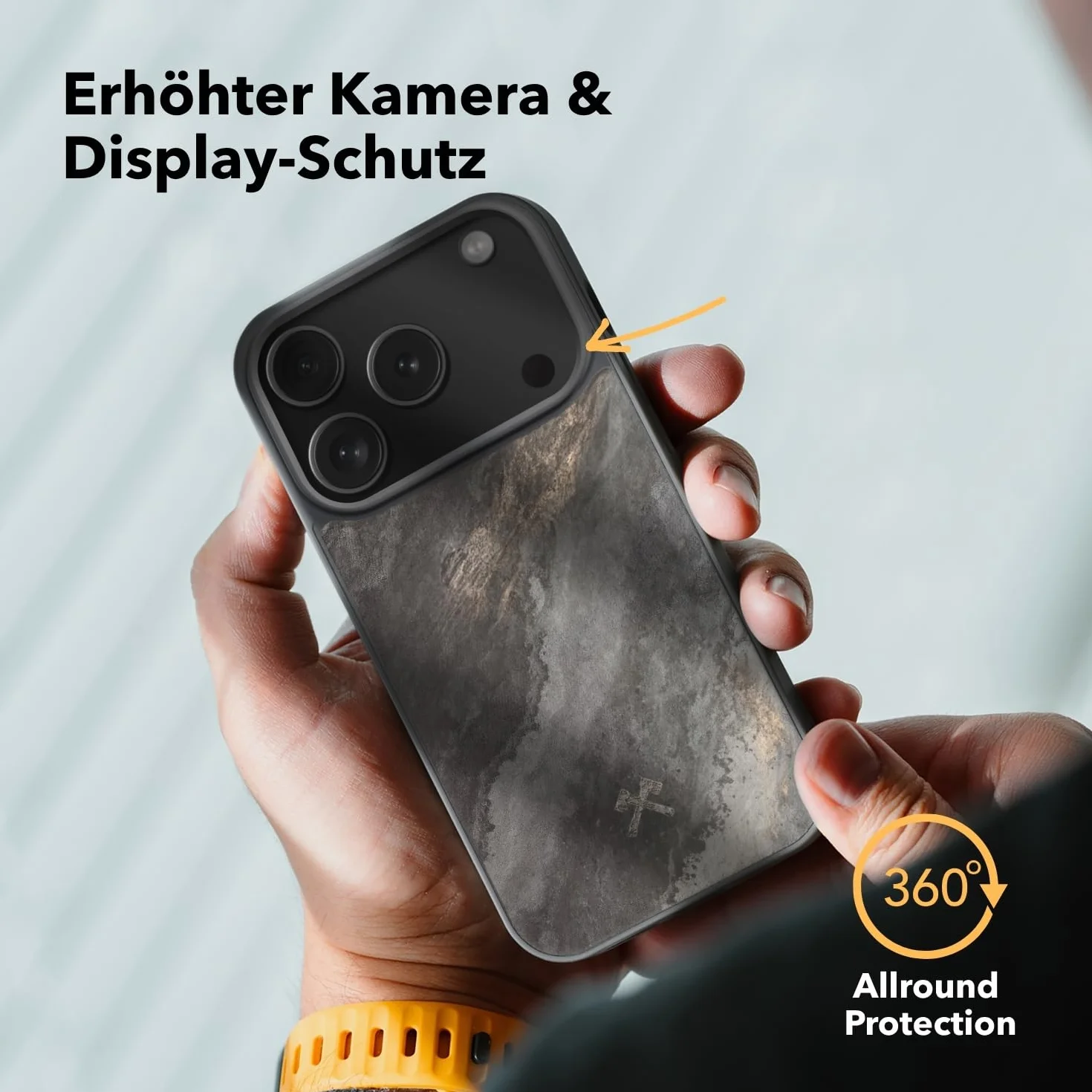 Woodcessories - Magnetyczne etui typu bumper do iPhone 17 Pro, kompatybilne z MagSafe, etui z magnesem z kamienia, szare moro