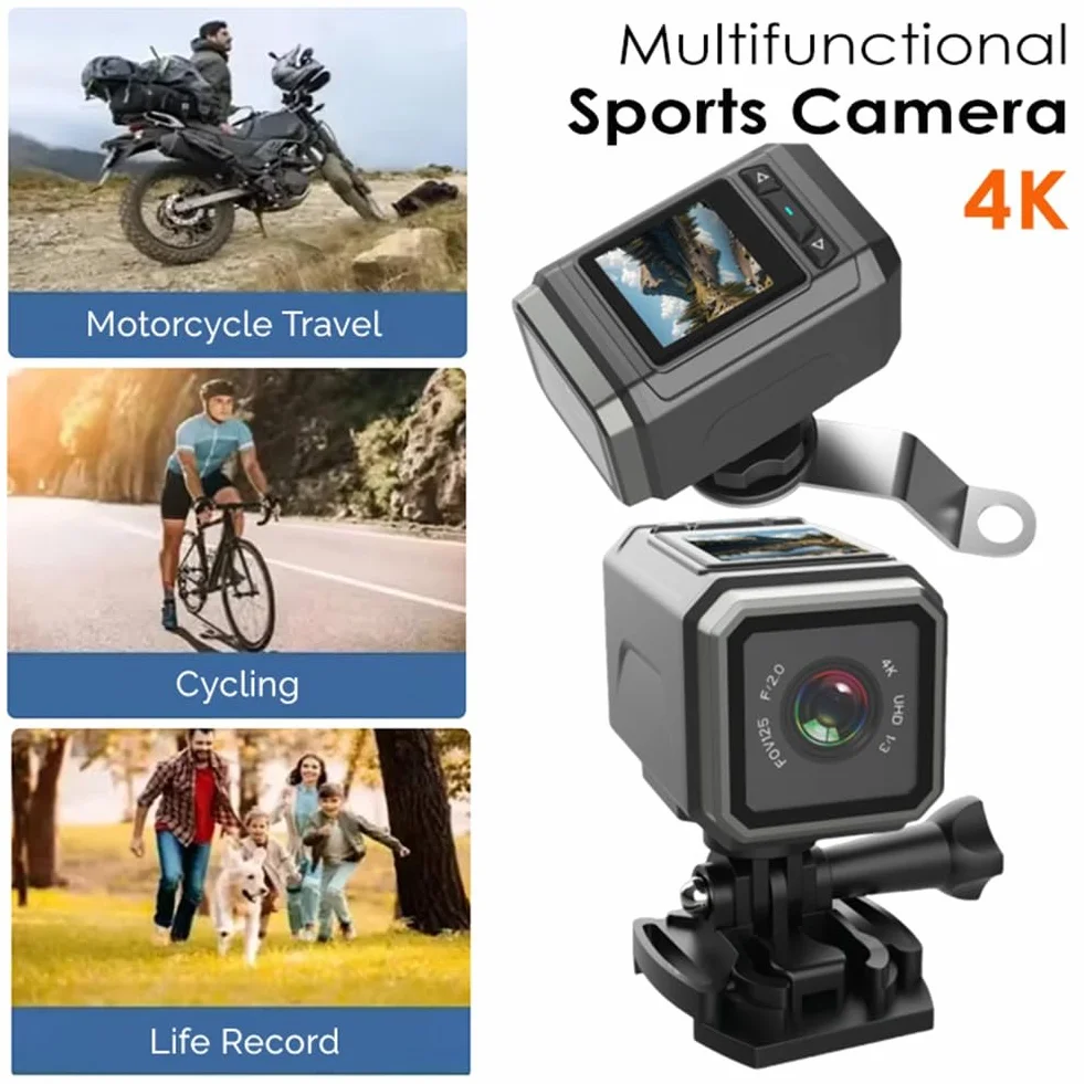 Kamera sportowa 4K Ultra HD WiFi Ekran LCD Wodoodporna kamera motocyklowa Rejestrator jazdy na rowerze