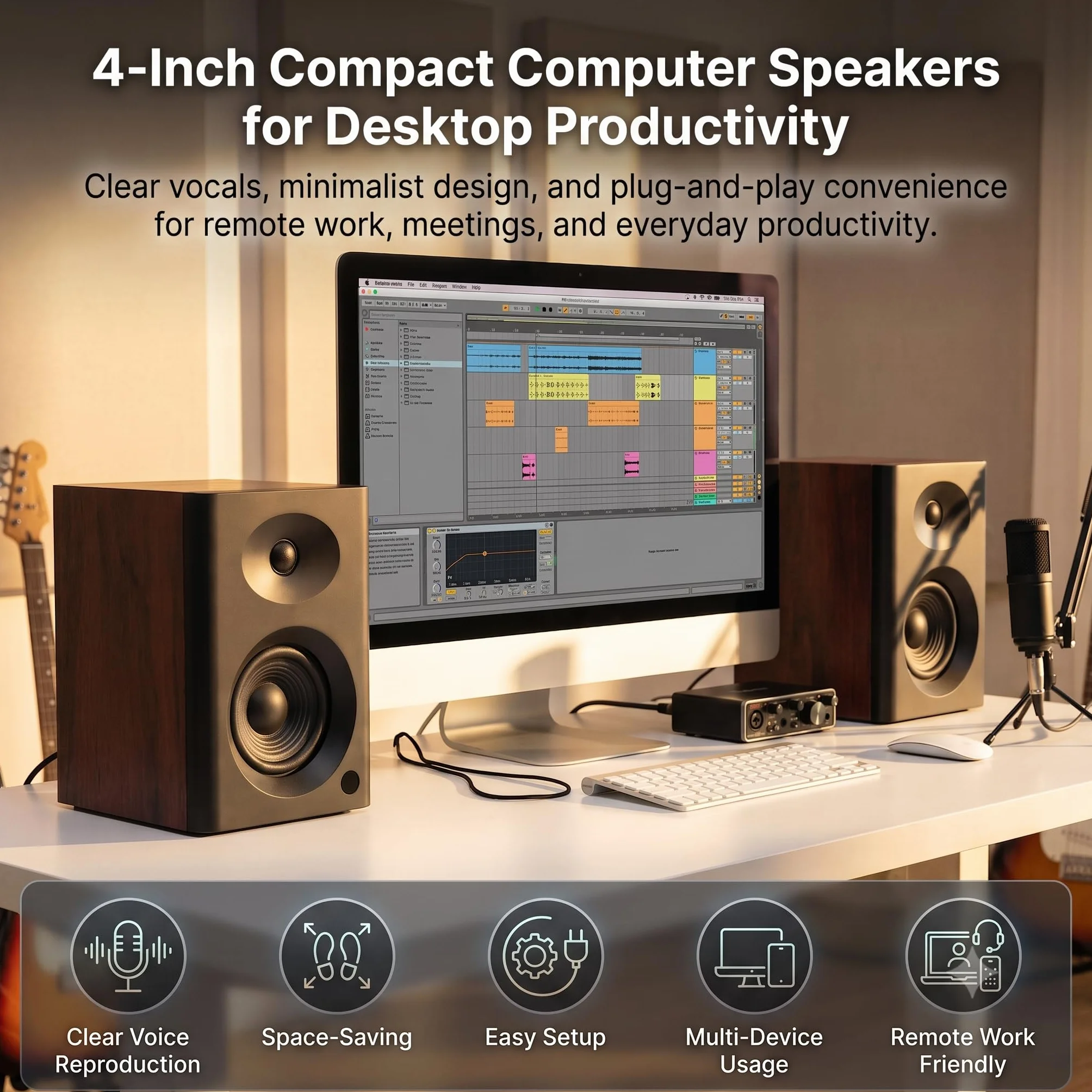 Głośniki półkowe z głębokim basem, szczytowa moc 80 W, głośniki komputerowe HiFi, 10 cm, stacjonarny system audio do domowej rozrywki, gramofonu, pary, orzech włoski