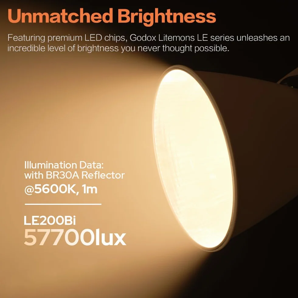 GODOX LE200Bi Zestaw oświetlenia wideo LED, dwukolorowa dioda COB o mocy 220 W z softboxem, statyw 280 cm, 2800 K–6500 K, CRI 98+, sterowanie Bluetooth/DMX do studia, filmowania na YouTube