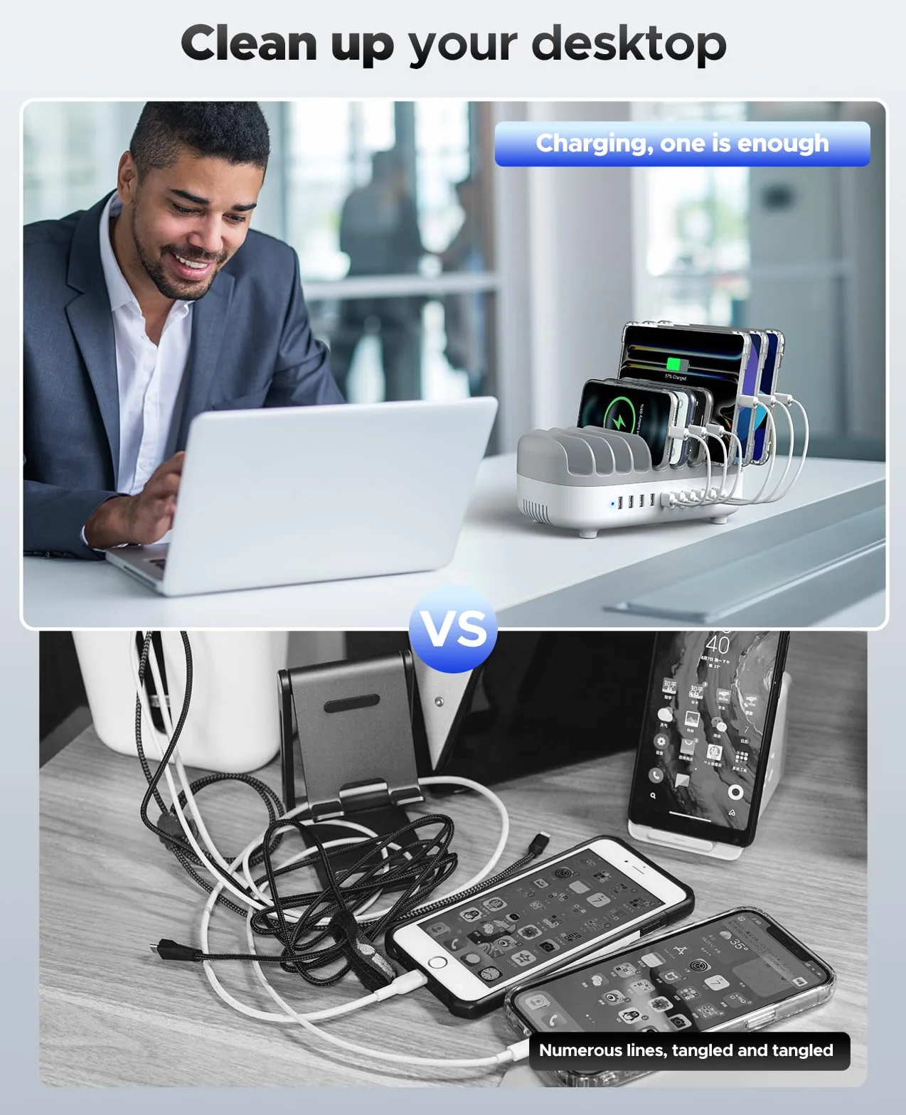 120 W stacja ładująca do wielu ORICO 120W Charging Station for Multiple Devices, New Upgrade 10 Ports Smart USB Charging Station, Compatible with iPhone 15/14/13/12，iPads, Android Phone and Tablets