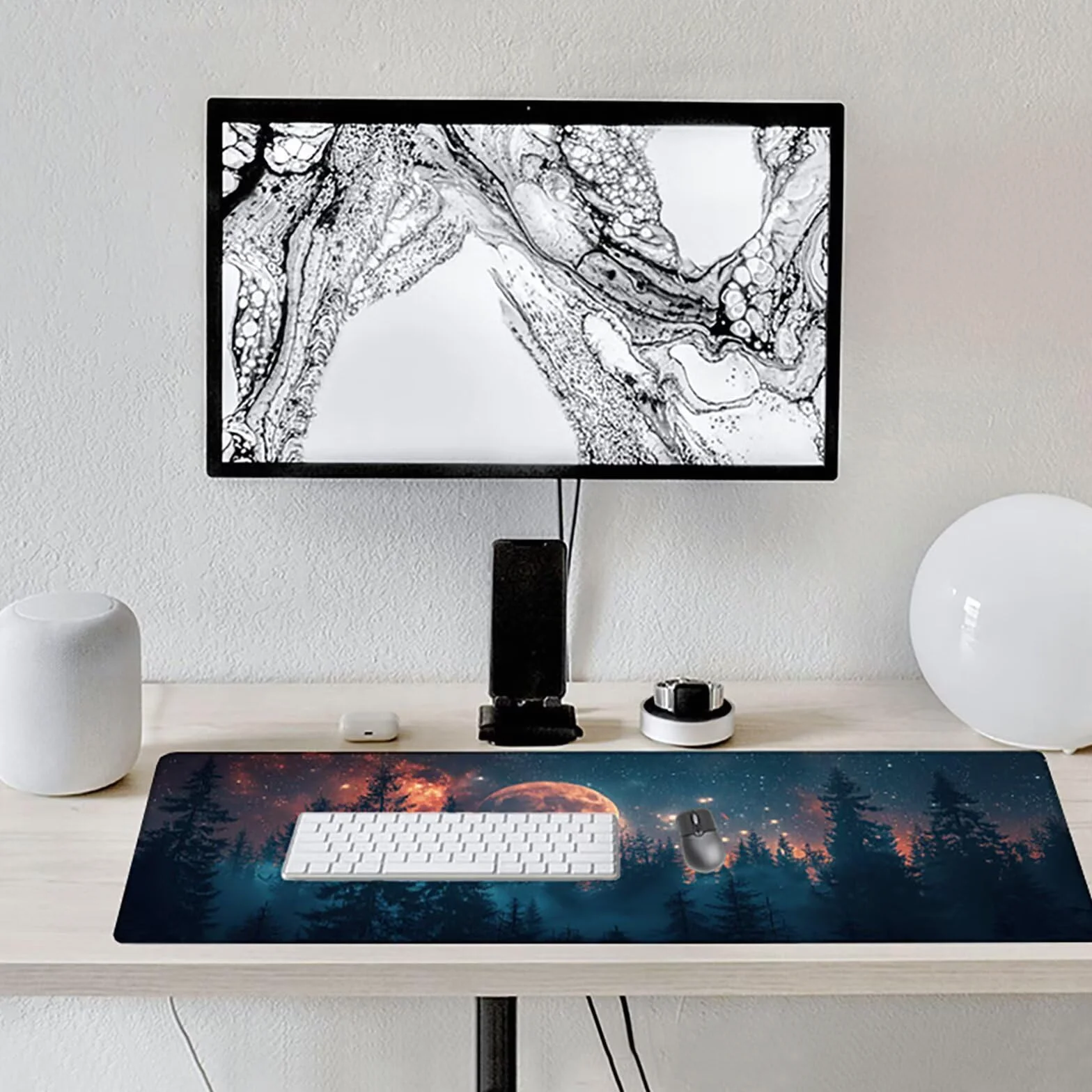 Podkładka pod mysz dla graczy na Księżyc, czarna XXL 1500 x 800 mm, mata biurowa z antypoślizgową podstawą, rozszerzona wodoodporna podkładka pod mysz, większa szybkość i precyzja, akcesoria do gier
