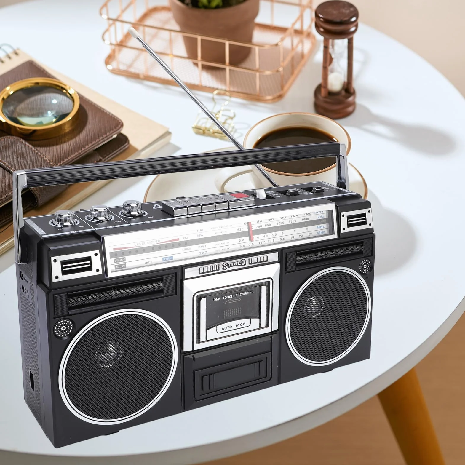 Bluetooth Cassette Player z 4 -zespołowym Radiem - Zabytkowe talię Taśmy z Odtwarzaniem USB/SD, Przenośne Przenośne Odtwarzacze w Stylu Retro, dla (wtyczka UE) (wtyczka UE)