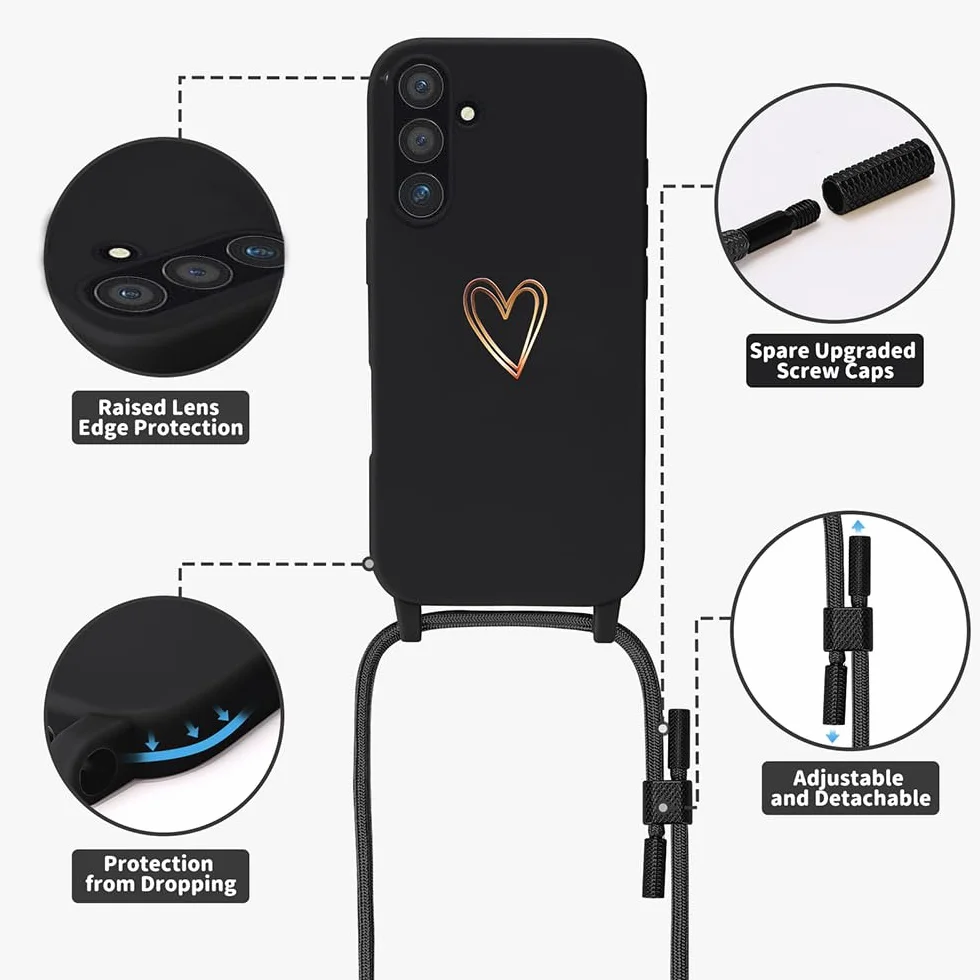 MoEvn etui na telefon komórkowy Samsung Galaxy S25 FE, ze sznurkiem na szyję, silikonowe, odporne na uderzenia, ze zdejmowanym łańcuszkiem, do zawieszenia na szyi, silikonowe etui ochronne ze