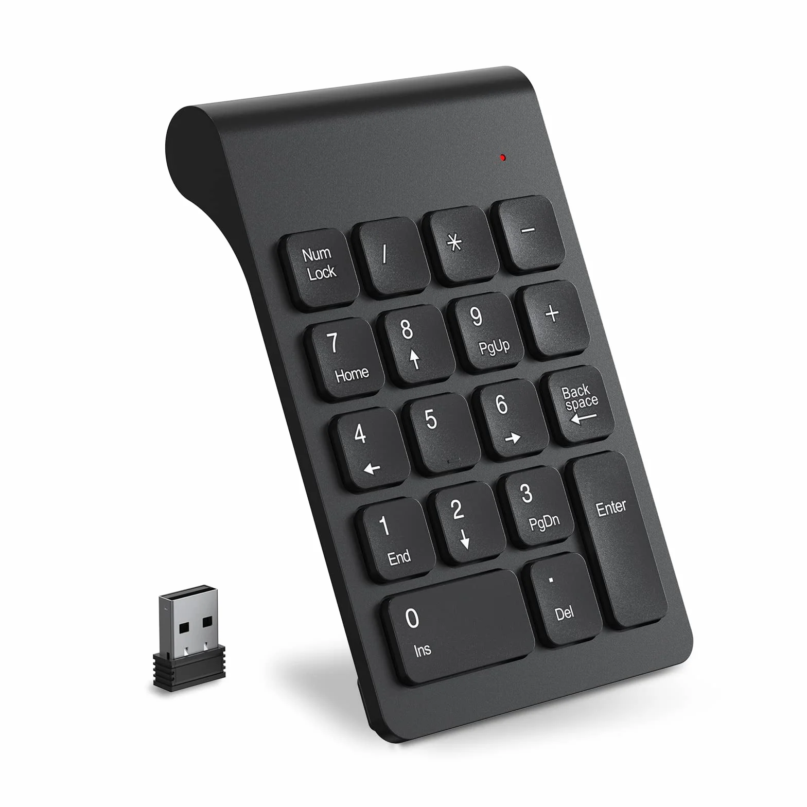 cimetech Bezprzewodowa klawiatura numeryczna, przenośna 2,4 G, ergonomiczna mini klawiatura numeryczna z odbiornikiem USB, 18 przycisków, bloki numerów biurowych do laptopa, notebooka, komputera
