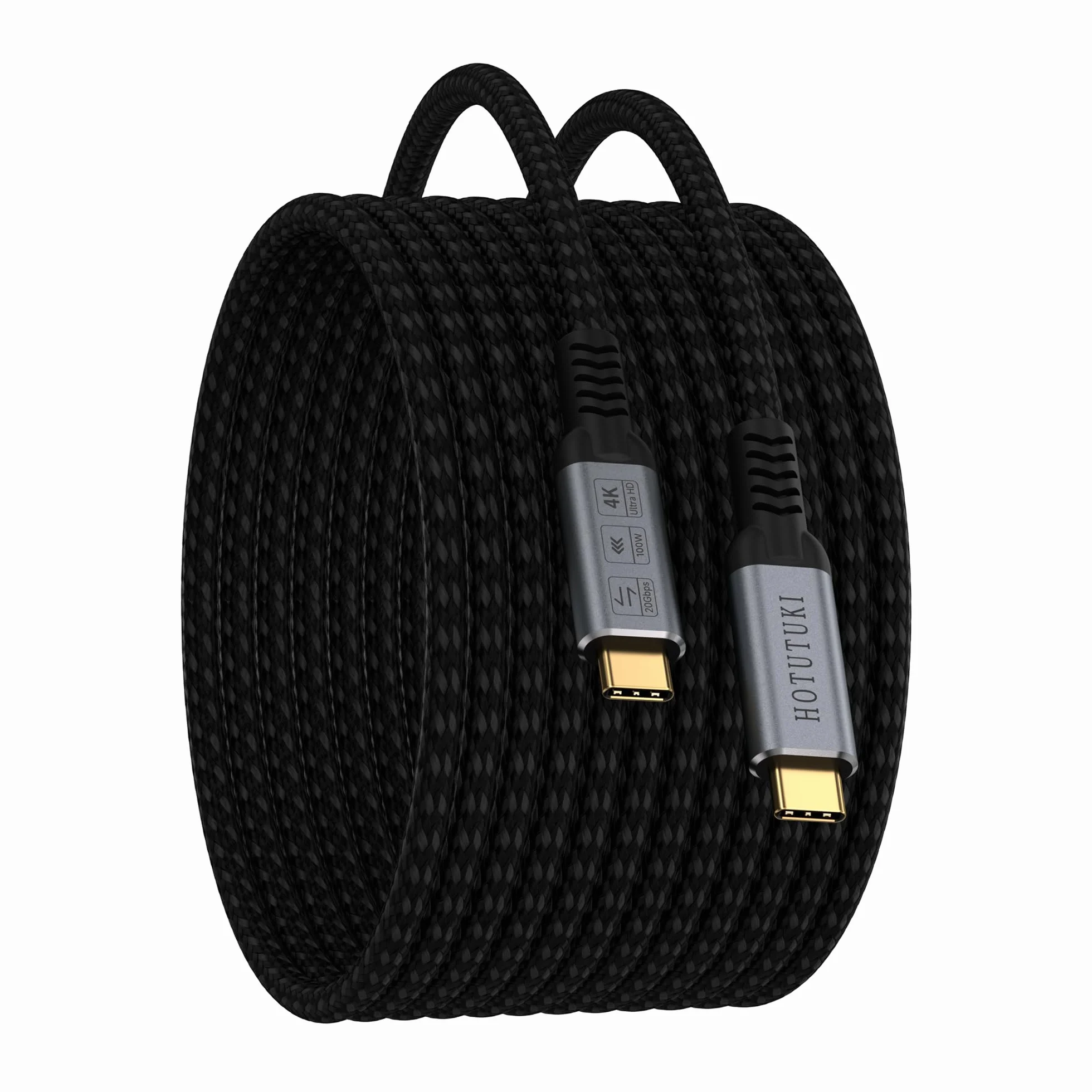 kabel USB c długi 5m Kompatybilny z Thunderbolt 4/3 Transmisja danych 20 Gbps USBC 3.2, szybkie ładowanie 100 W, 4K@120Hz/ 60Hz, 8K@30Hz USB C kabel wideo do monitora, Dell XPS, VR
