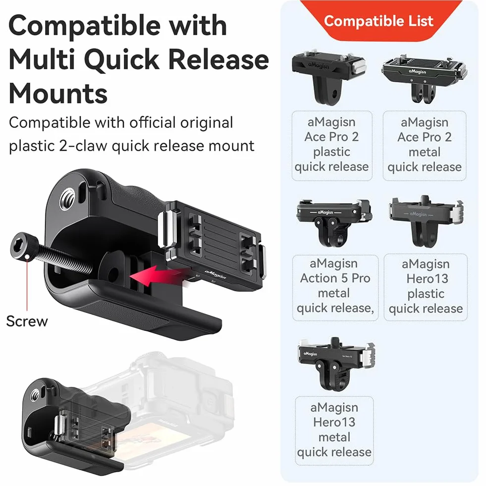 Uchwyt boczny kamery Xplorer Grip Kit do kamery sportowej DJI/Insta.360/ Go.Pro, akcesoria do uchwytów do Go.Pro 13/ Insta.360 Ace Pro 2/ DJI Action 5 Pro (do Go.Pro)
