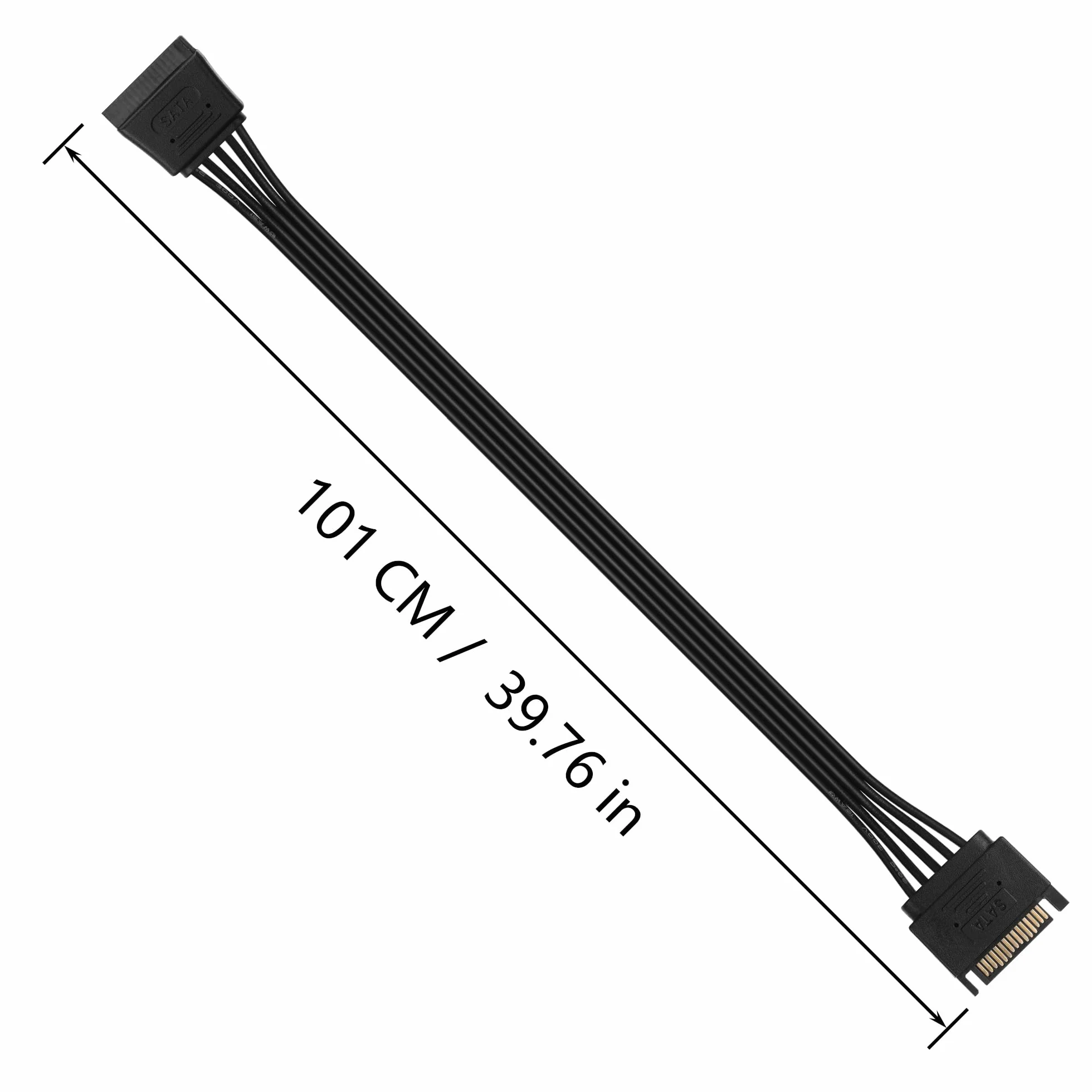 GINTOOYUN SATA dysk twardy kabel zasilający SATA 15-pinowy wtyk na gniazdo przedłużacz zasilania do dysku twardego HDD (39,76 cala) (101 cm)