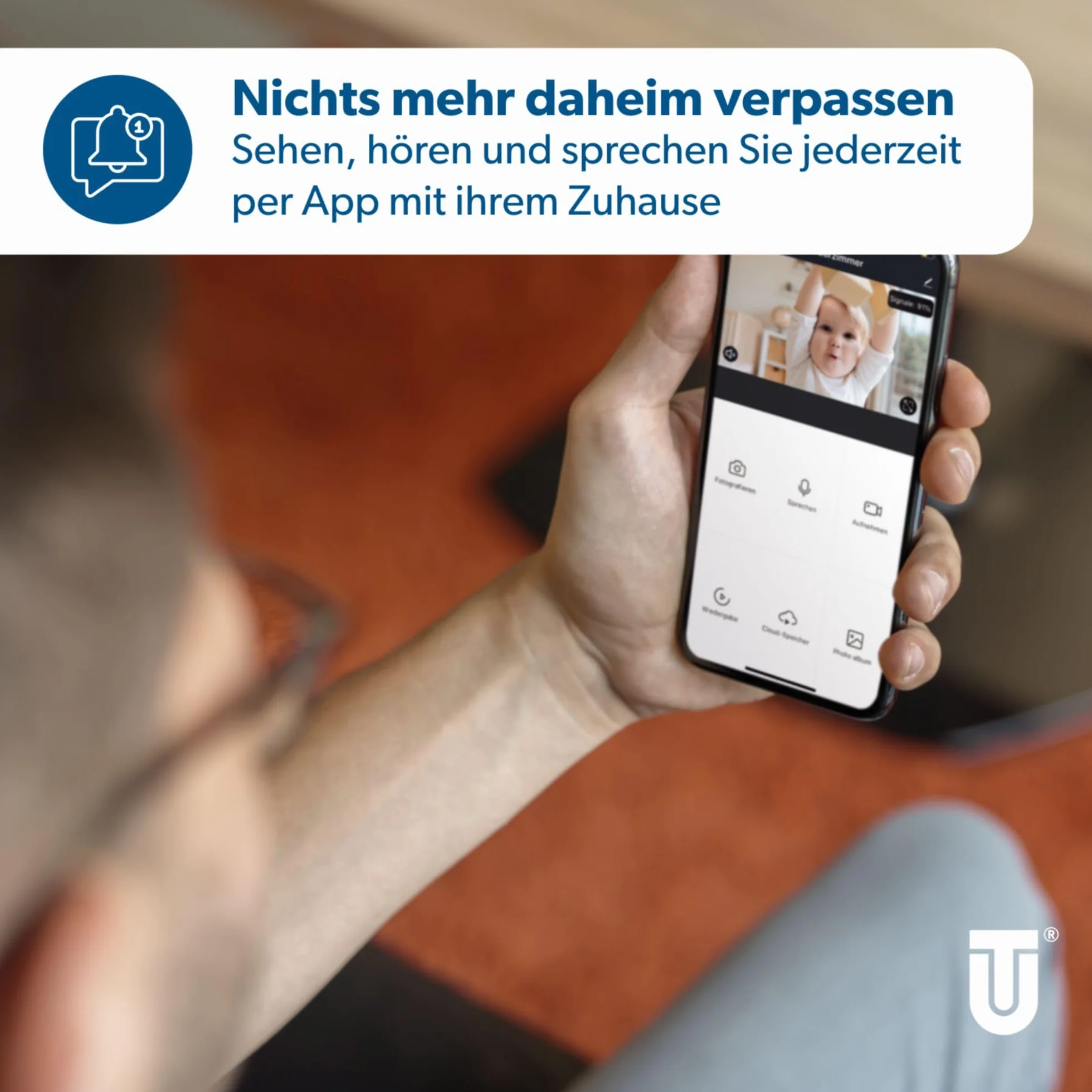 UNITEC Inteligentna kamera monitoringowa WiFi Full HD, wykrywanie ruchu i hałasu, funkcja noktowizora, 1 sztuka (1 opakowanie)
