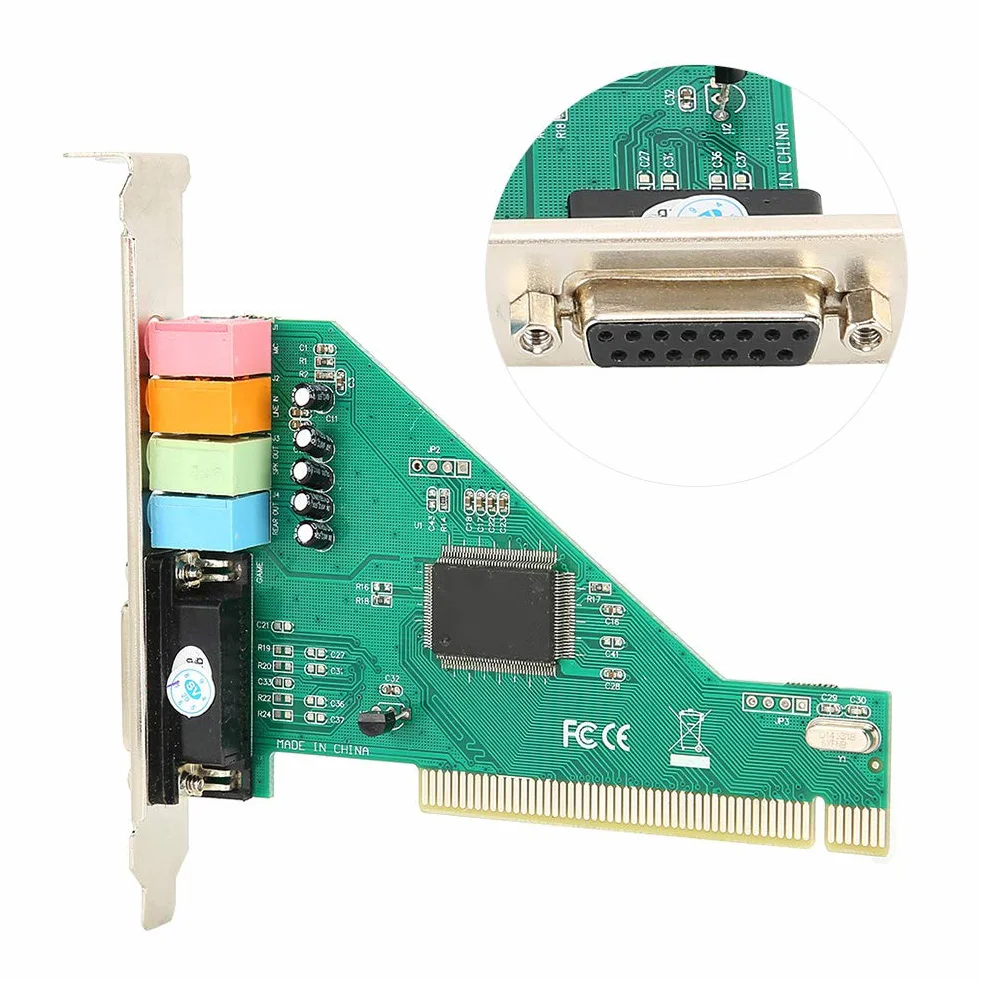 Karta Dźwiękowa PCI, kanał 4.1 z Chipem CMI8738, Przestrzenne Efekty Dźwiękowe 3D, 4-kanałowe Wyjście Surround, Obsługuje Napięcie Sygnału98/2000/XP/NT
