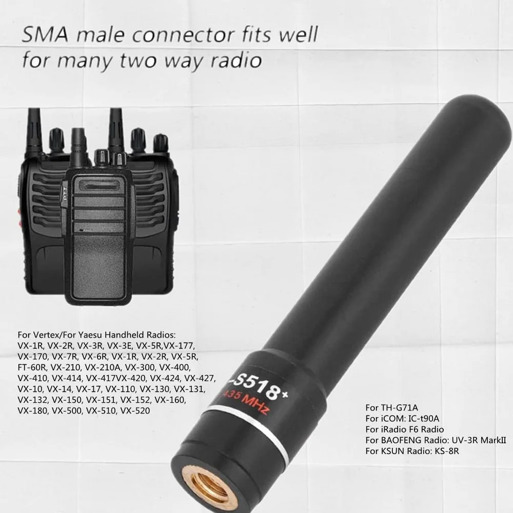 SMA męska dwupasmowa krótka antena, dwukierunkowa antena radiowa do UV-3R MarkII, do Vertex, kompatybilna z Walkie Talkie VX-1R VX-2R VX-3R VX-3E VX-5R VX-177 VX-170 VX-7R VX-6R VX-1R
