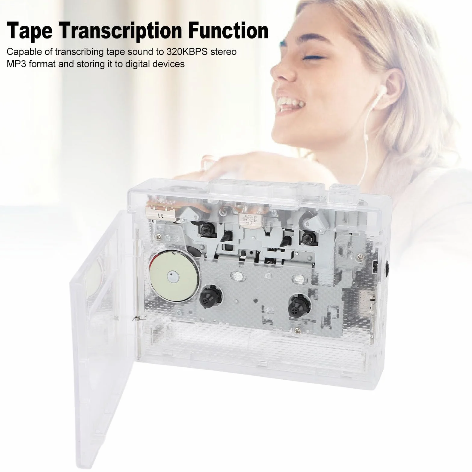 Tnfeeon Odtwarzacz Kasetowy Bluetooth Vintage Przenośny Magnetofon z Radiem FM z funkcją Automatycznego Cofania i Konwerterem Stereo MP3 320 KBPS dla Entuzjastów Muzyki w Domu i na świeżym Powietrzu