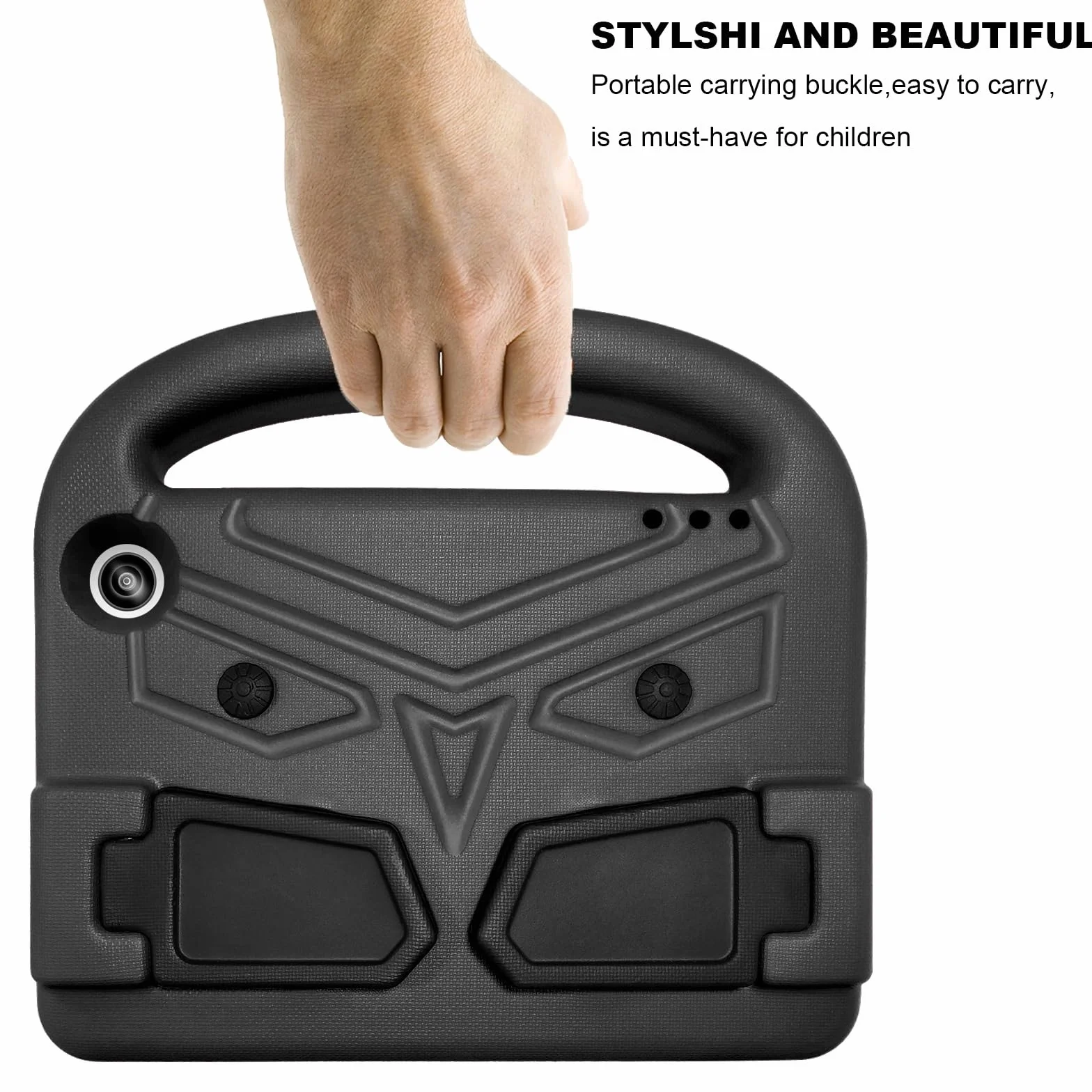 Pokrywa tabletu Etui na tablet dla dzieci kompatybilne z etui Kindle Fire 7 2022 - Wytrzymała, lekka, odporna na wstrząsy osłona uchwytu z pianki EVA Strona główna tabletu(Noir)
