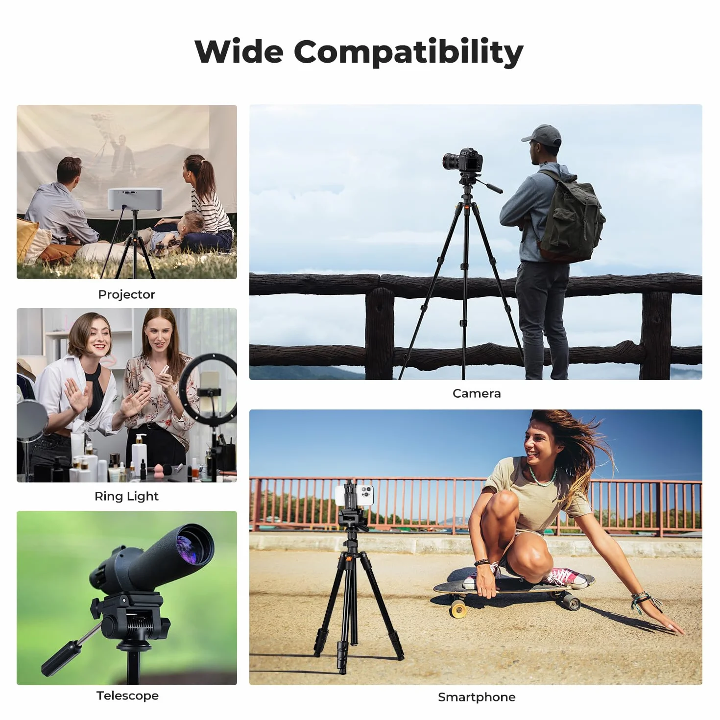 K&F Concept Statyw do aparatu, 196 cm, statyw wideo, nowy lekki statyw podróżny, tripod z 3-drożną głowicą, aluminiowy statyw do lustrzanki cyfrowej, statyw do smartfona z uchwytem na telefon