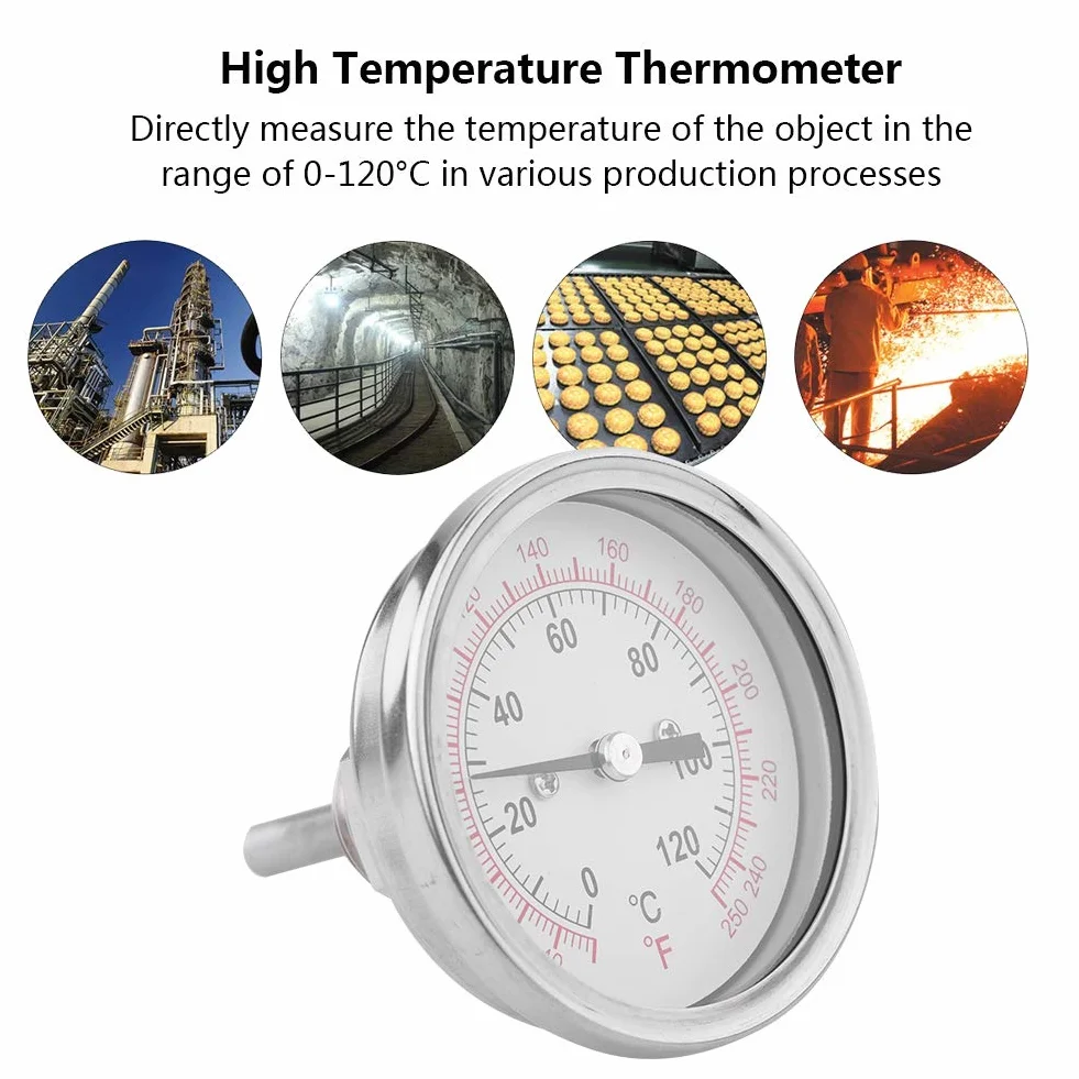 Termometr bimetaliczny, 62 mm 120 â„ƒ wysokotemperaturowy termometr z podwójnÄ… skalÄ… do piekarników, piekarników, grilli, grilla, cyfrowy termometr do miÄ™sa z natychmiastowym odczytem