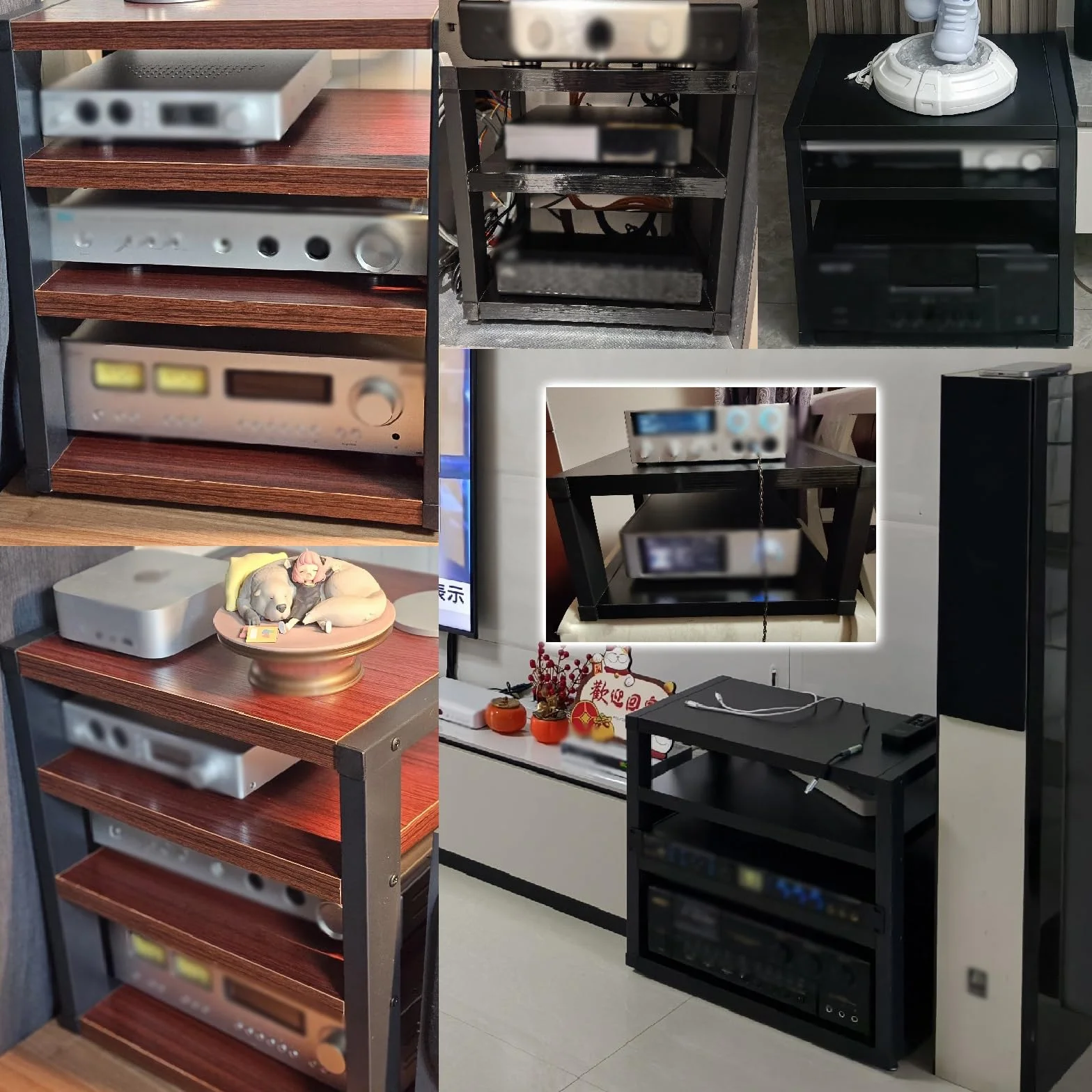 stojak audio hifi Stojaki na sprzęt Hifi, stolik pod telewizor, 4-poziomowa drewniana półka na biurko, szafka na stereo, szafka na głośniki, pionowe stojaki na konsole do gier(#1,W 45CM(17 7/10IN))