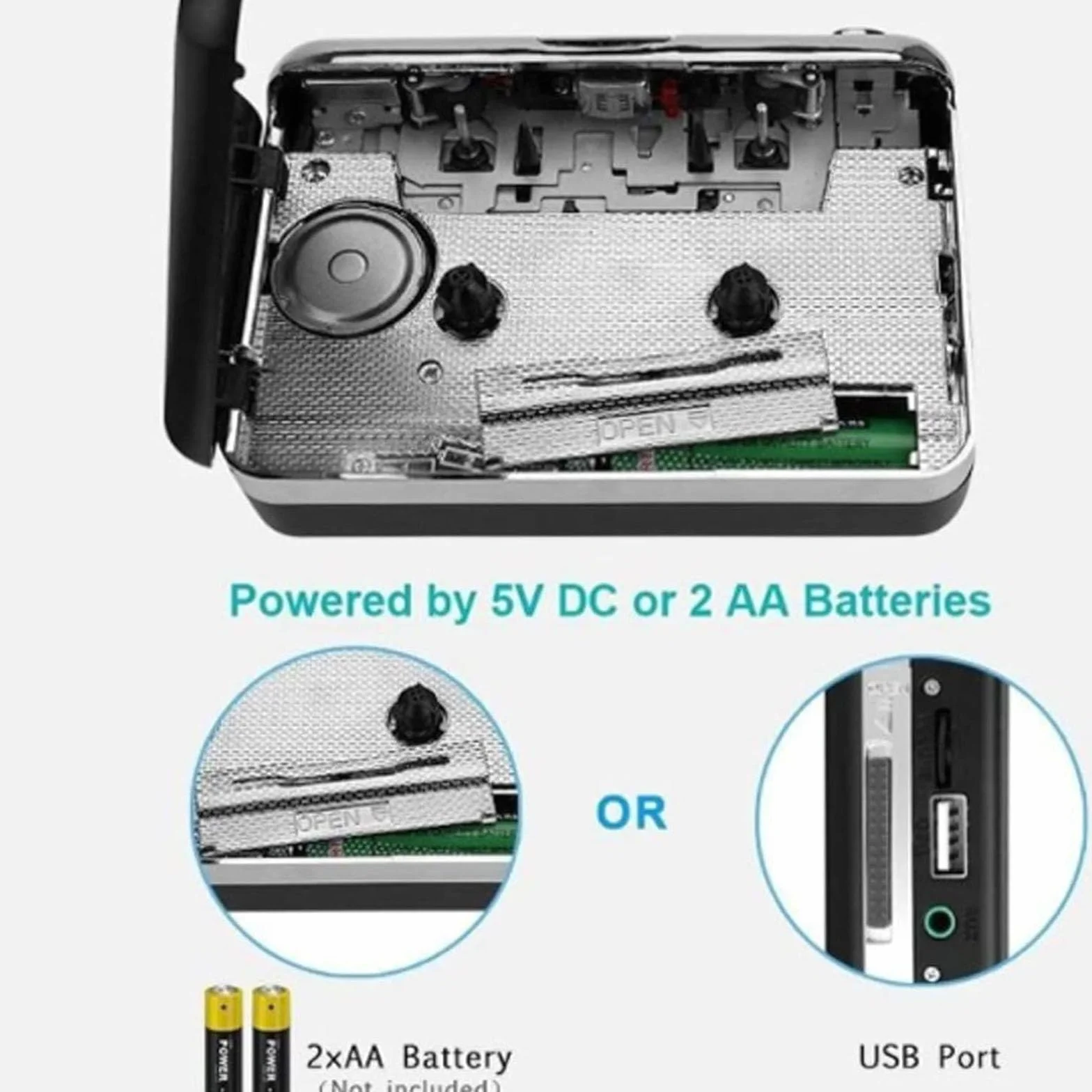 Odtwarzacz kasetowy, konwerter kasety USB na MP3, z funkcją odtwarzania słuchawek, bezpośrednie nagrywanie pendrive'a nie wymaga komputera do przesyłania muzyki i archiwizacji cyfrowej
