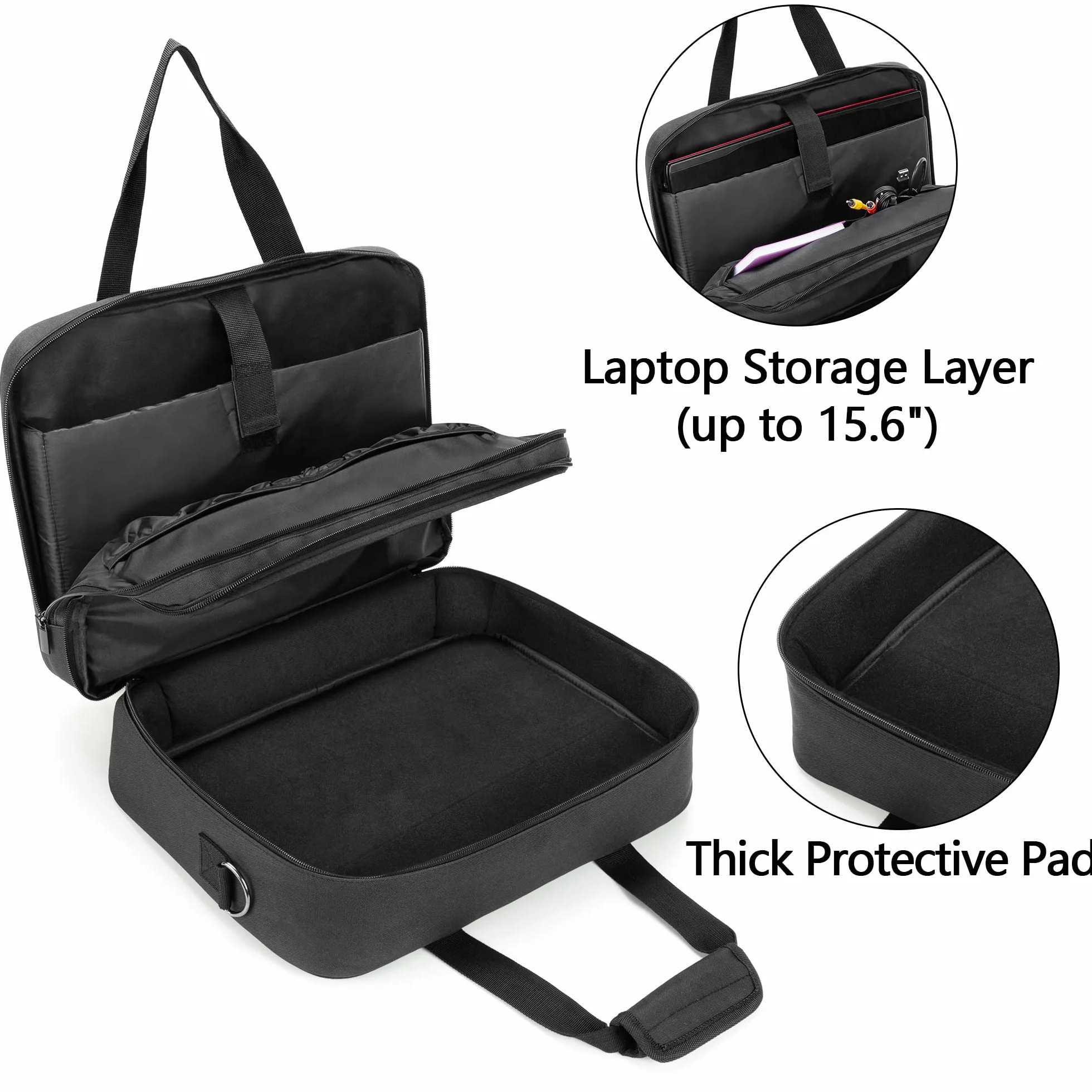 SAMDEW Dwuwarstwowa Torba do Przechowywania Przenośnych Drukarek Mobilnych, Kompatybilna z HP Tango/Tango X, HP Officejet 250/200, Futerał na Drukarkę z Warstwą Laptopa (do 15,6"), Sama Torba