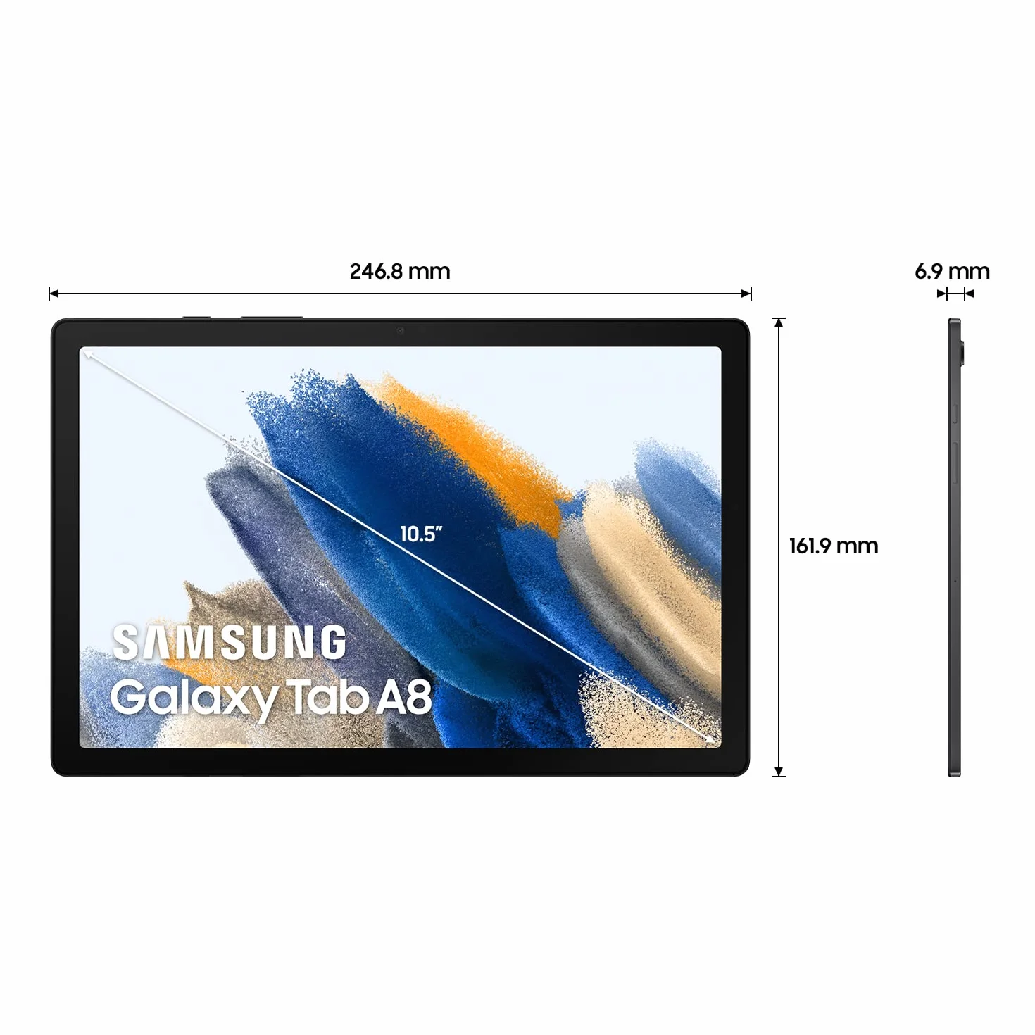 Samsung Galaxy A8 SM-X200NZAAEUB Tablet, One Ui Core 3.1, 32GB RAM, 3GB SDD, Zintegrowana, Android 11, qwerty, Szary, 10,5''